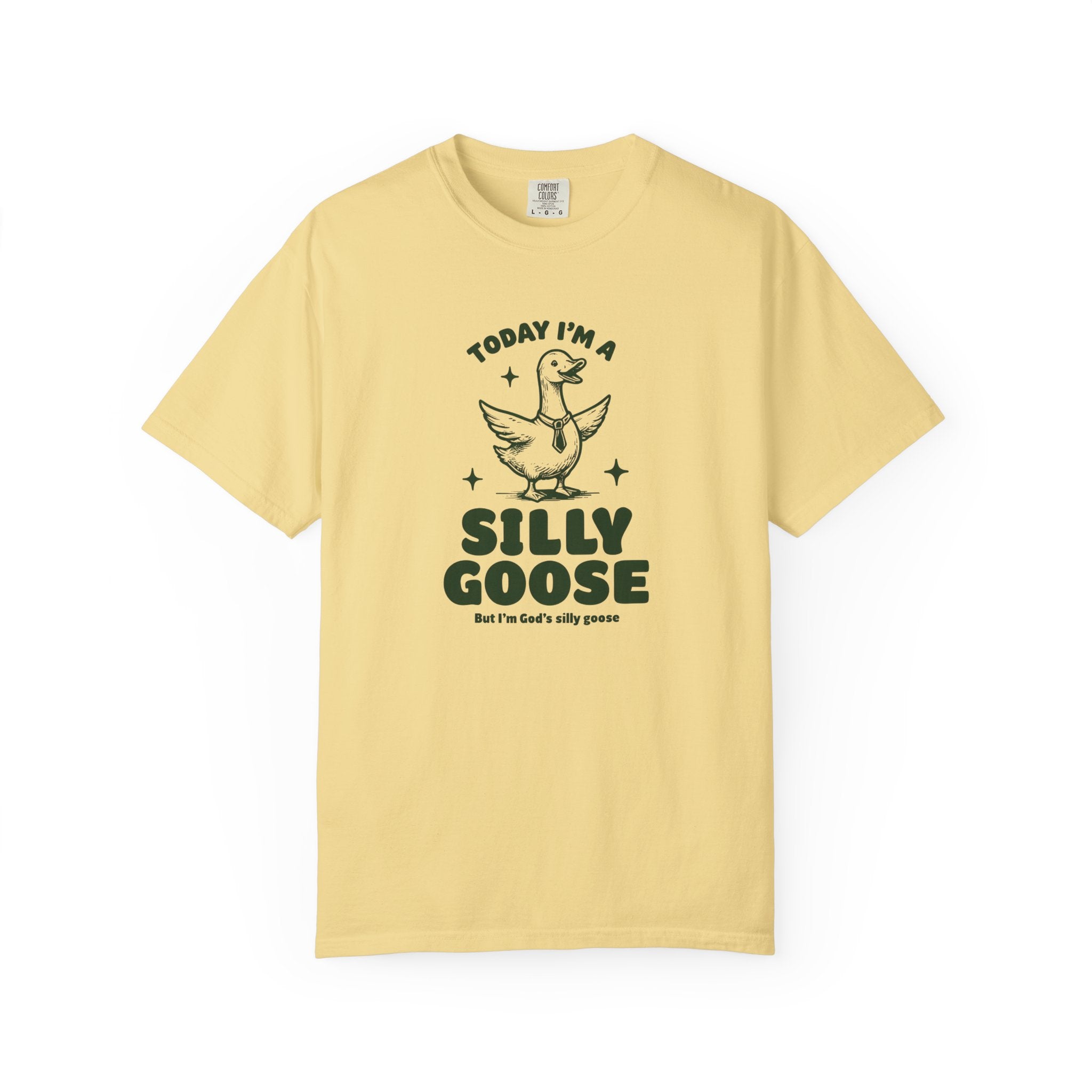 God’s Silly Goose with tie Christian T-Shirt | Graphic Tee | Unisex Garment Dyed Cotton Top S-4XL