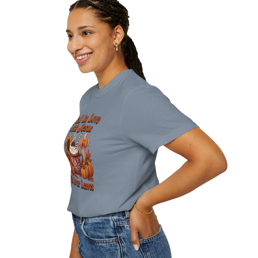 Fall in Love with Jesus Unisex Garment Dyed Comfort Colors T-Shirt | Christian Fall T-Shirt | Faith Based Thanksgiving Tee | Unisex Religious Cotton Top