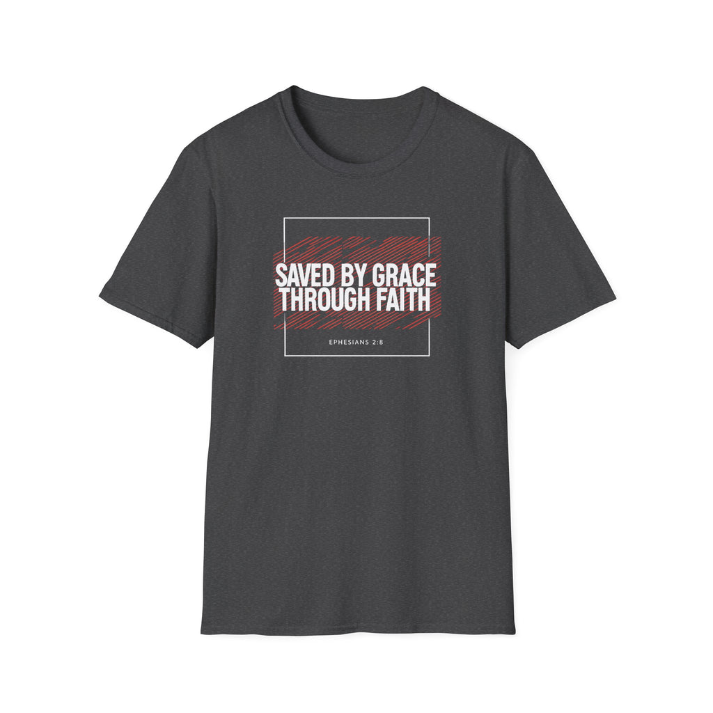 Saved by Grace Through Faith Gildan T-Shirt – Ephesians 2:8 Scripture Tee – Unisex Gilden Christian Shirt
