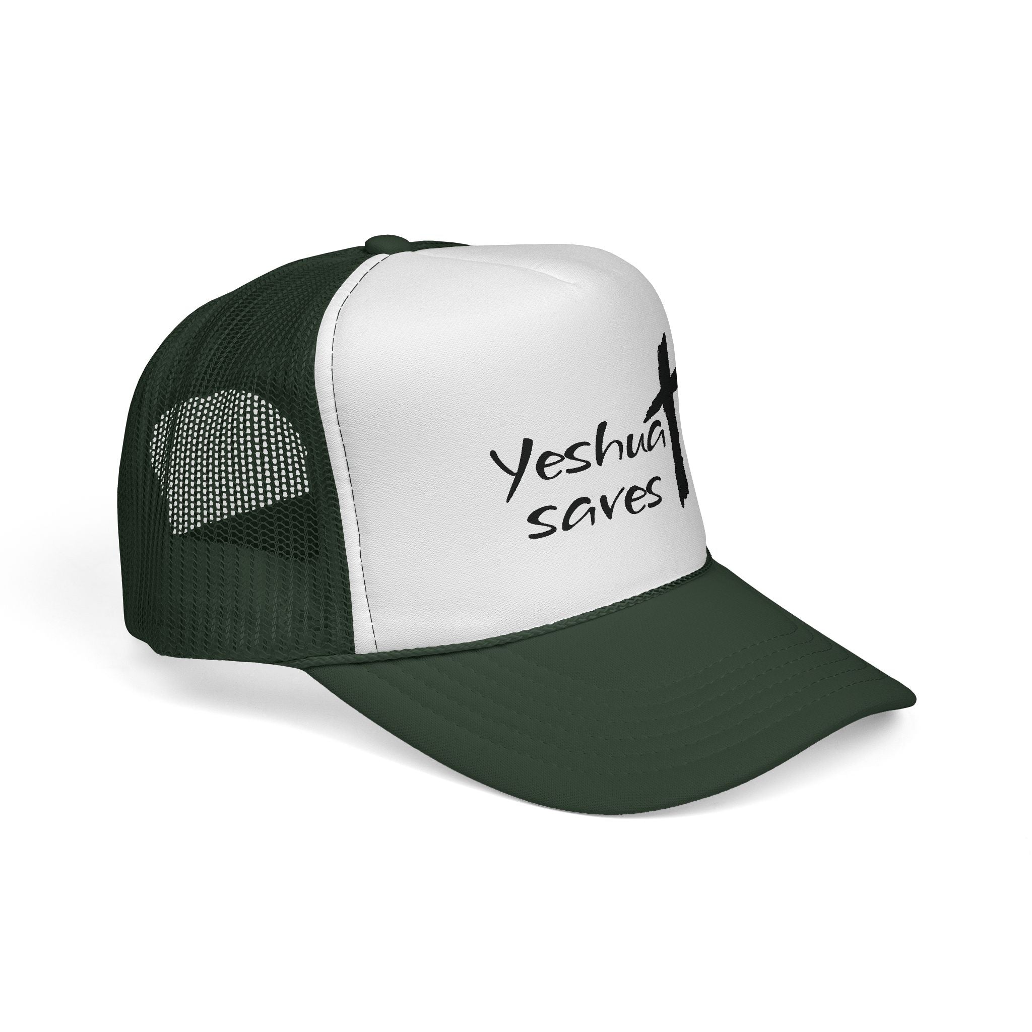Yeshua Saves Trucker Hat | Christian Faith Snapback Cap | Jesus Saves Mesh Hat | Christian Streetwear Hat