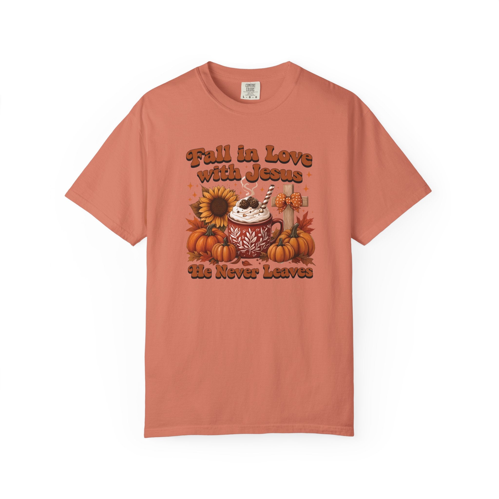 Fall in Love with Jesus Unisex Garment Dyed Comfort Colors T-Shirt | Christian Fall T-Shirt | Faith Based Thanksgiving Tee | Unisex Religious Cotton Top