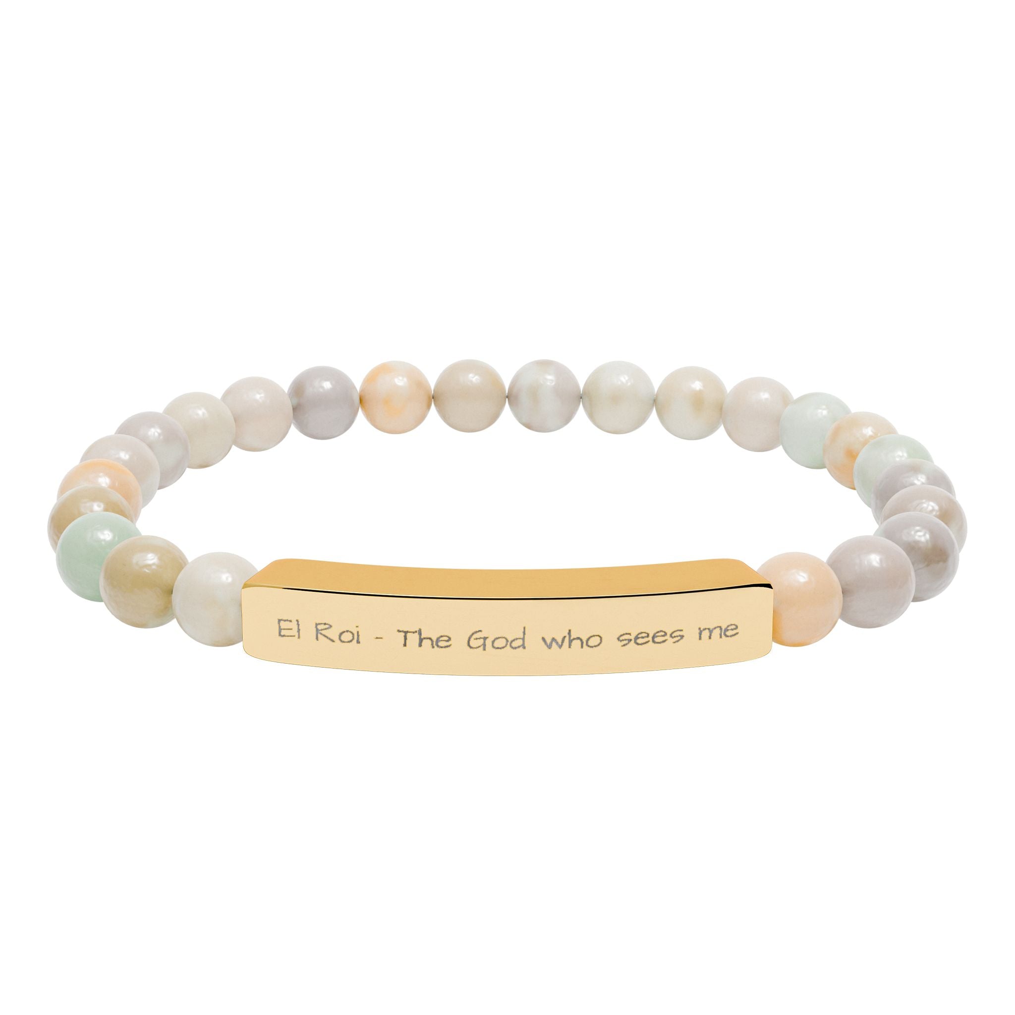 El Roi Christian Bracelet for Women | Natural Stone Stretch | Faith Jewelry Gift