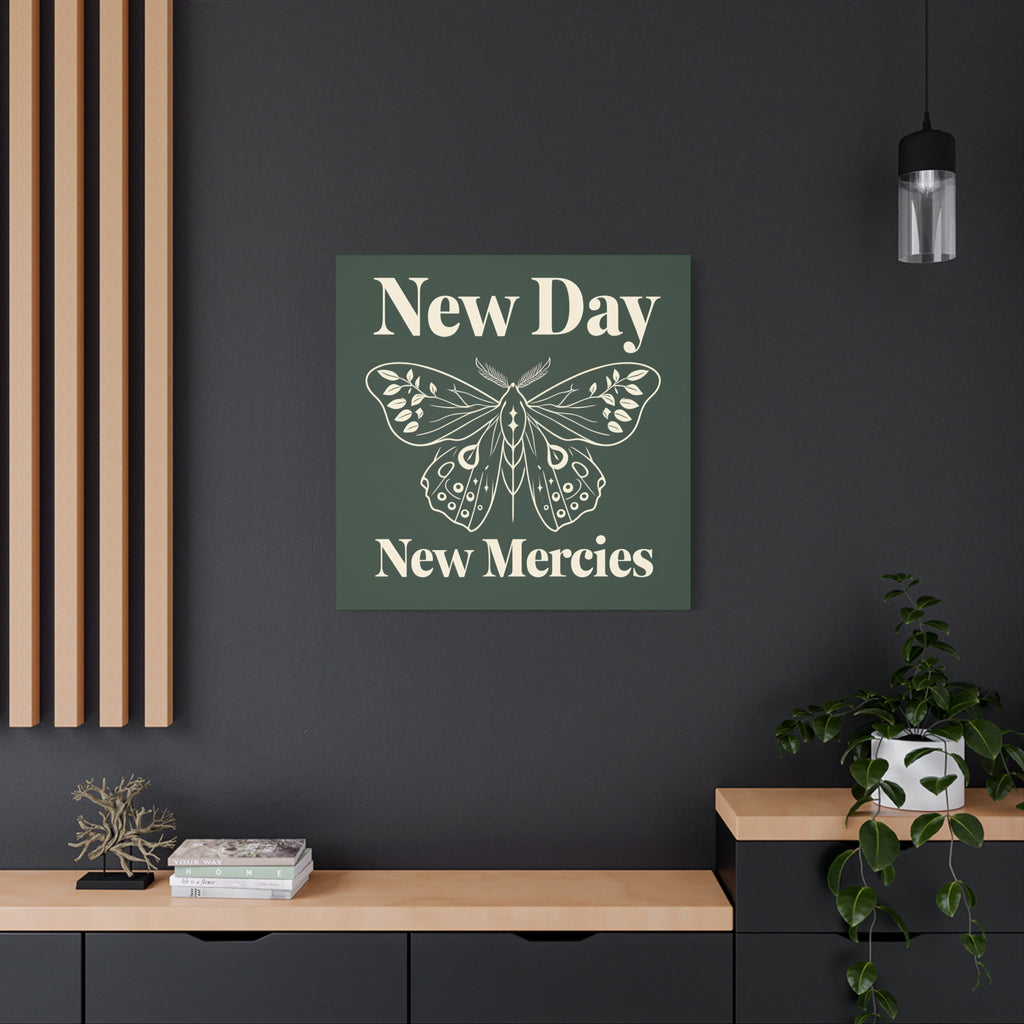 New Day New Mercies Christian Matte Canvas Wall Art | Faith Home Decor | Christian Housewarming Gift