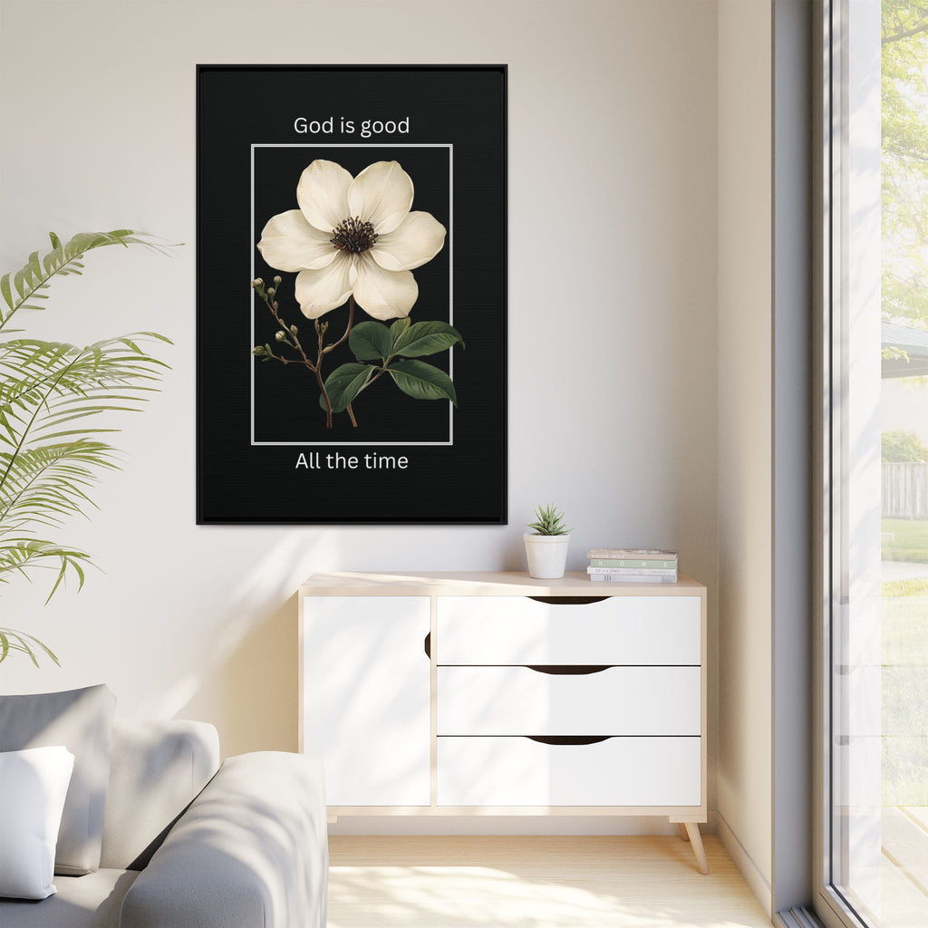 God is Good All The Time Christian Framed Matte Canvas Wall Art | Faith Inspirational Home Decor