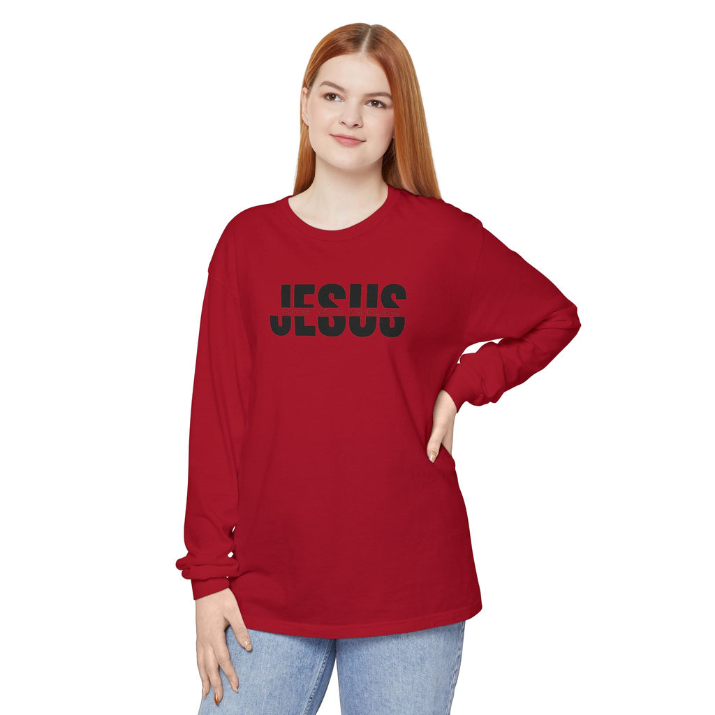 Jesus Comfort Colors Christian Long Sleeve Shirt | Faith Graphic Tee | Garment Dyed Cotton