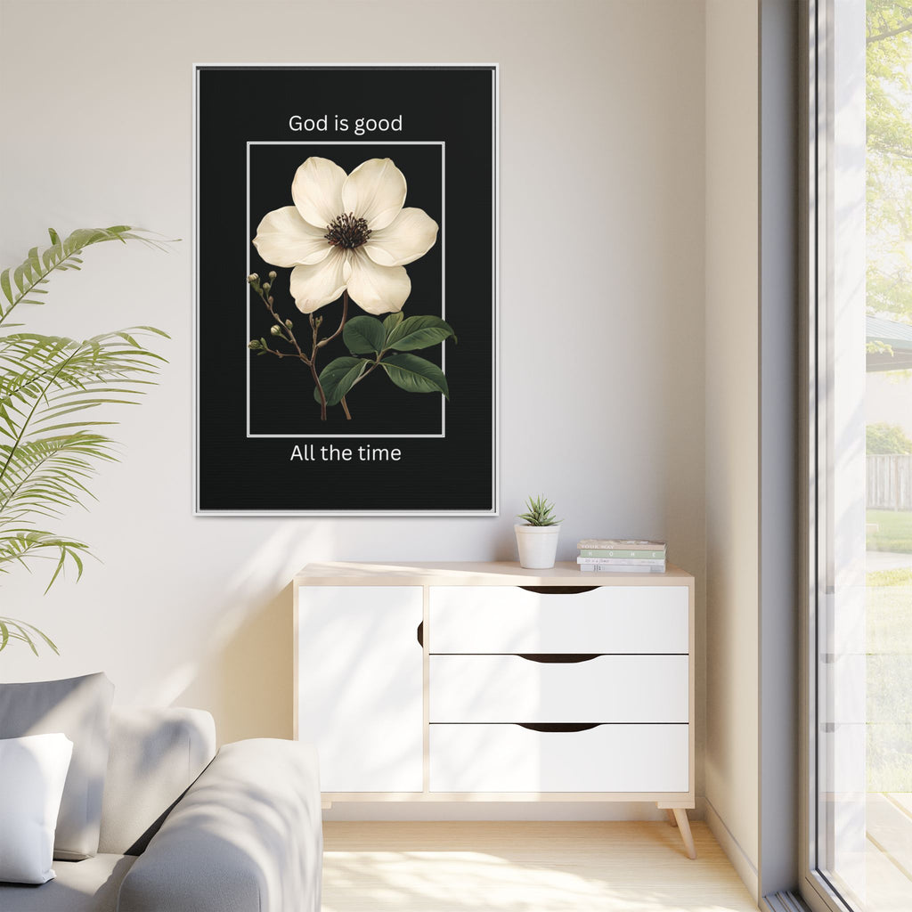 God is Good All The Time Christian Framed Matte Canvas Wall Art | Faith Inspirational Home Decor