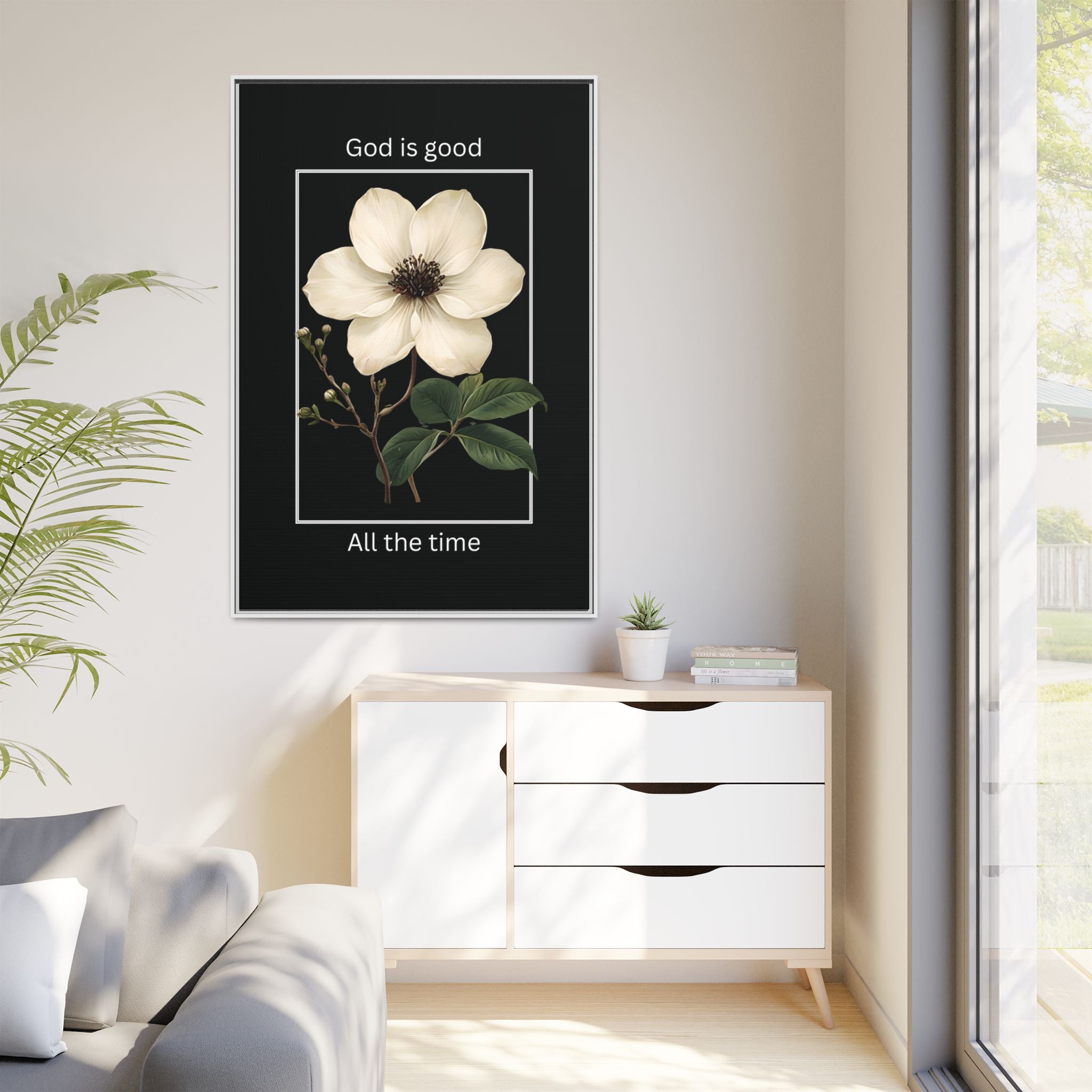 God is Good All The Time Christian Framed Matte Canvas Wall Art | Faith Inspirational Home Decor