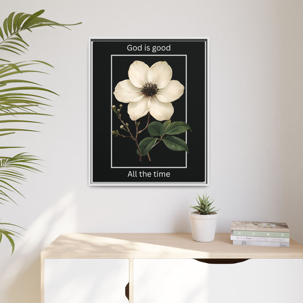 God is Good All The Time Christian Framed Matte Canvas Wall Art | Faith Inspirational Home Decor