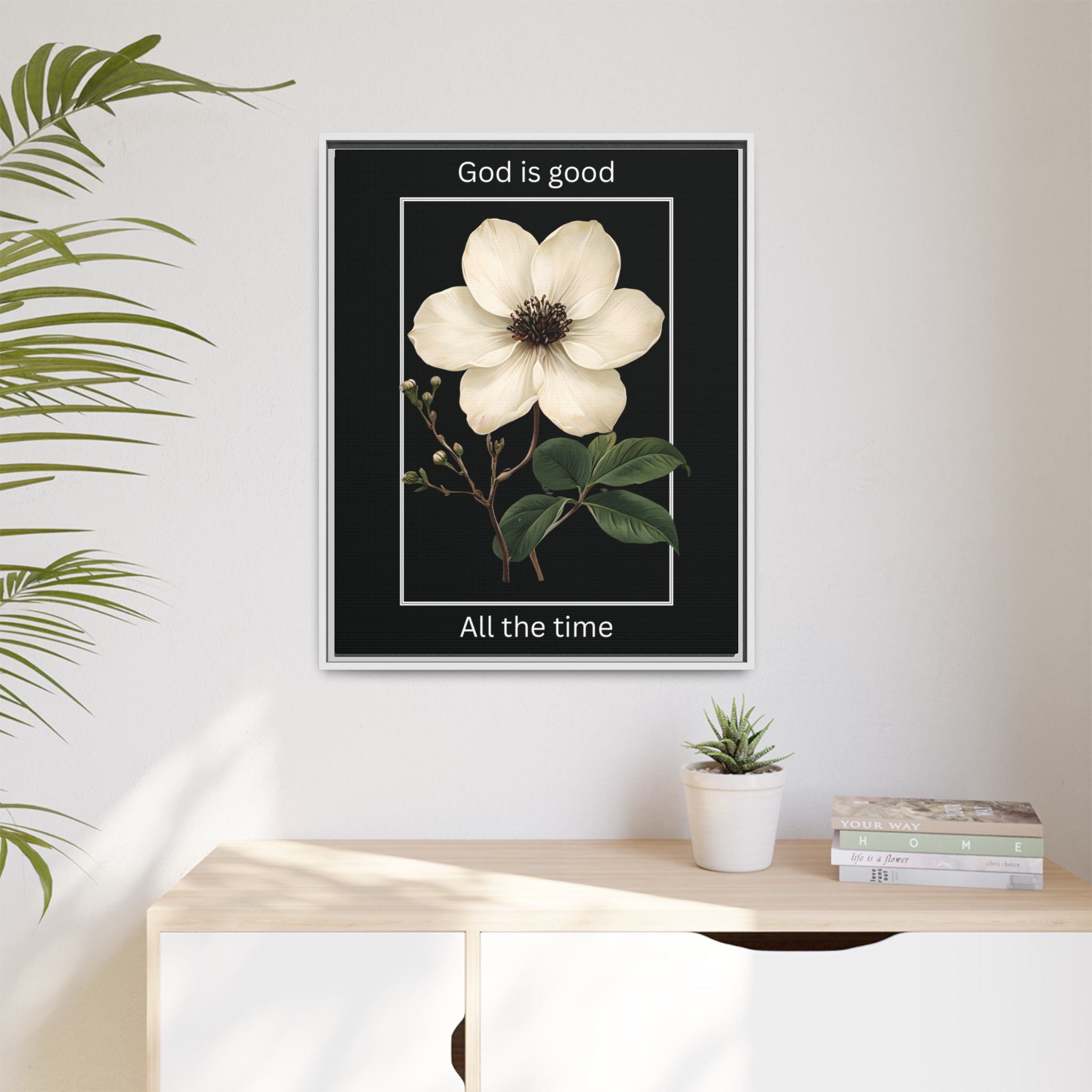 God is Good All The Time Christian Framed Matte Canvas Wall Art | Faith Inspirational Home Decor