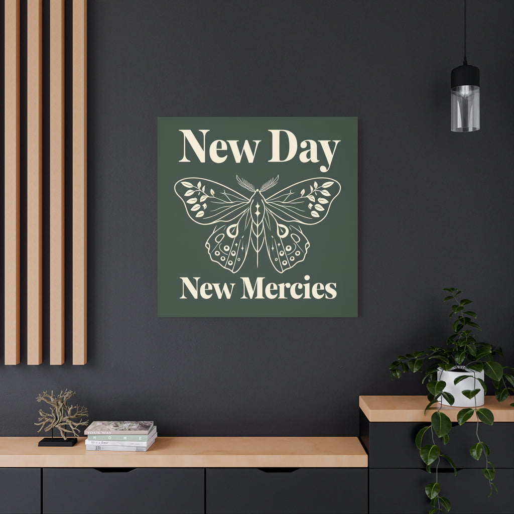 New Day New Mercies Christian Matte Canvas Wall Art | Faith Home Decor | Christian Housewarming Gift