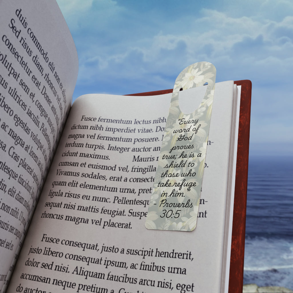 Every Word of God Is Flawless Proverbs 30:5 floral Christian aluminum Bible bookmark — faith gift for her