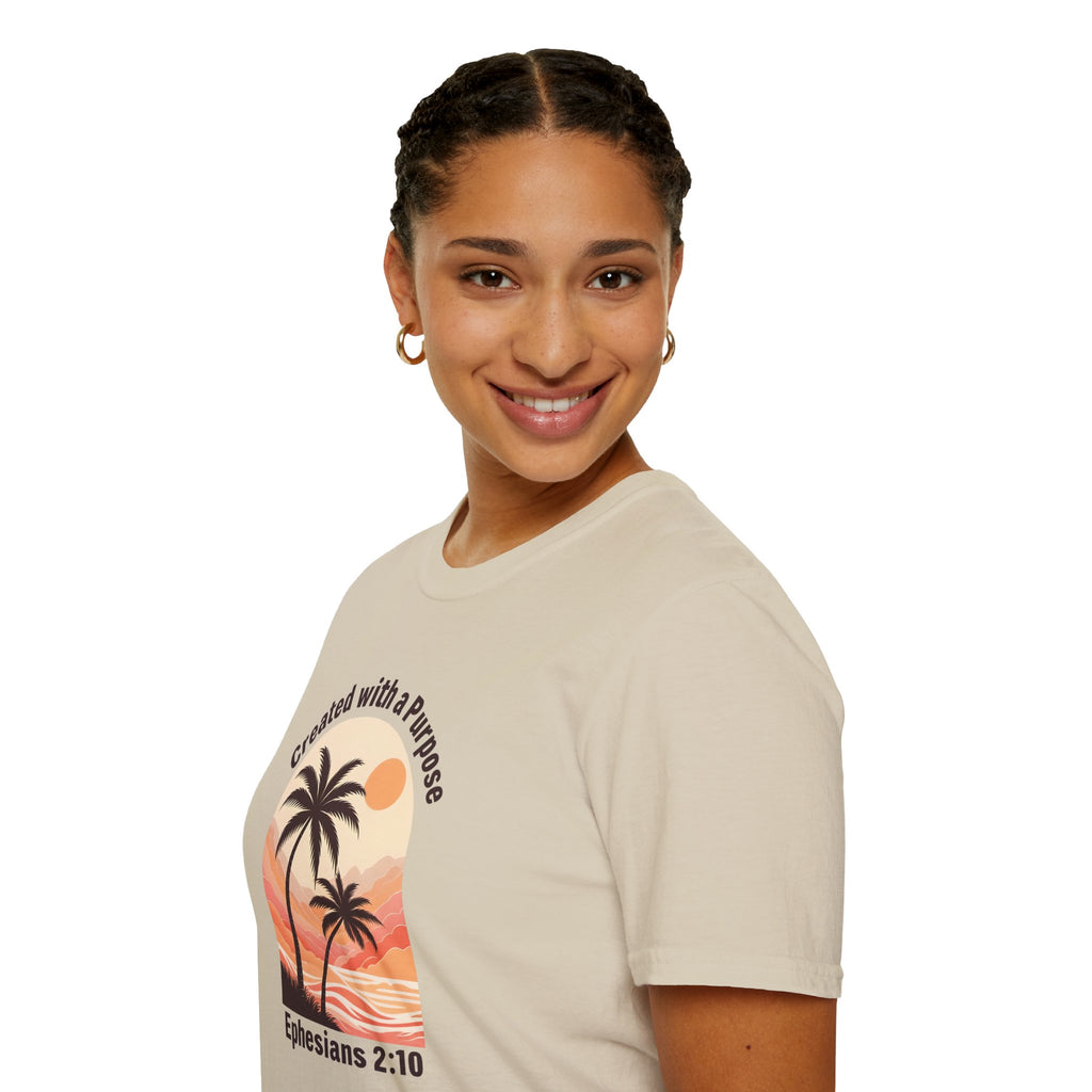 Created With A Purpose Ephesians 2:10 | Gilden Unisex T-shirt | Faith-Based Summer Tee