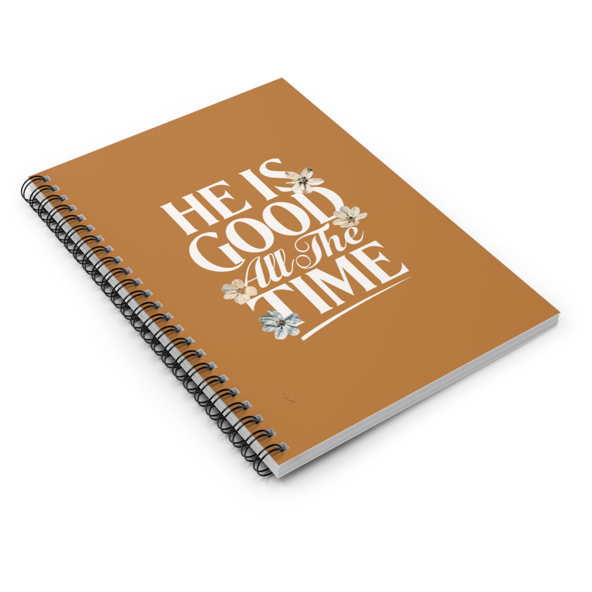 God is Good All of the Time Spiral Notebook – Inspirational Faith Journal with Metal Binding and Storage Pocket