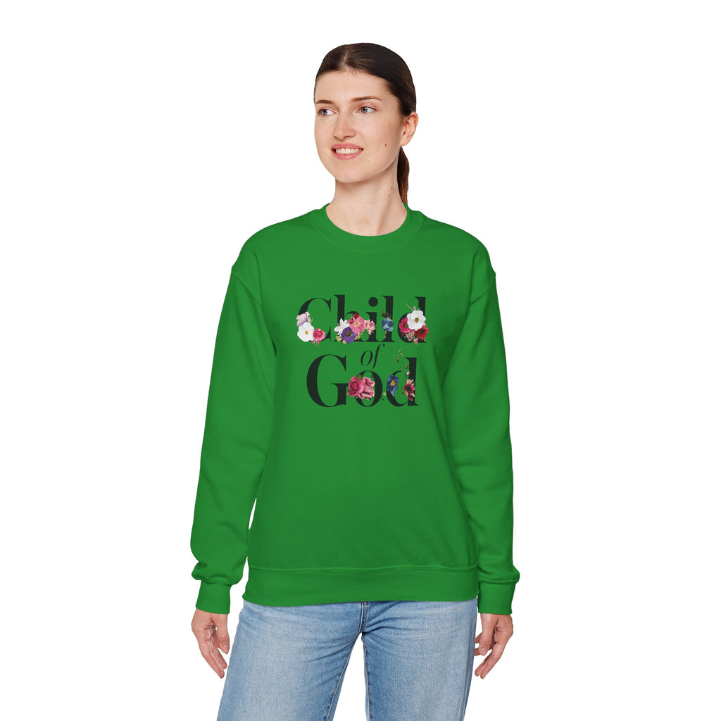 Child of God Floral Christian Gildan Crewneck Sweatshirt | Faith Inspirational Gift