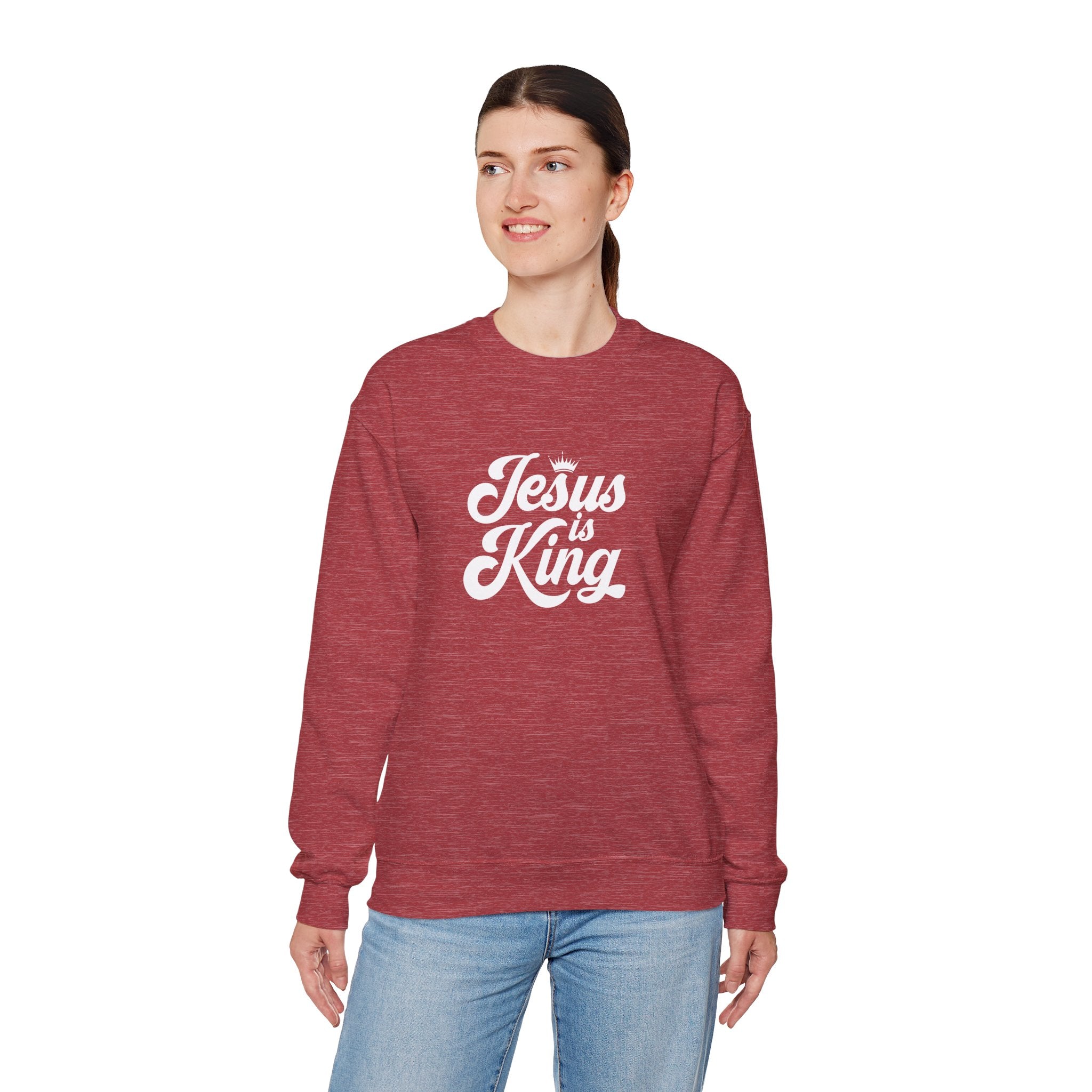 Jesus Is King Christian Gildan Unisex Crewneck Sweatshirt | Faith Apparel |  Religious Gift