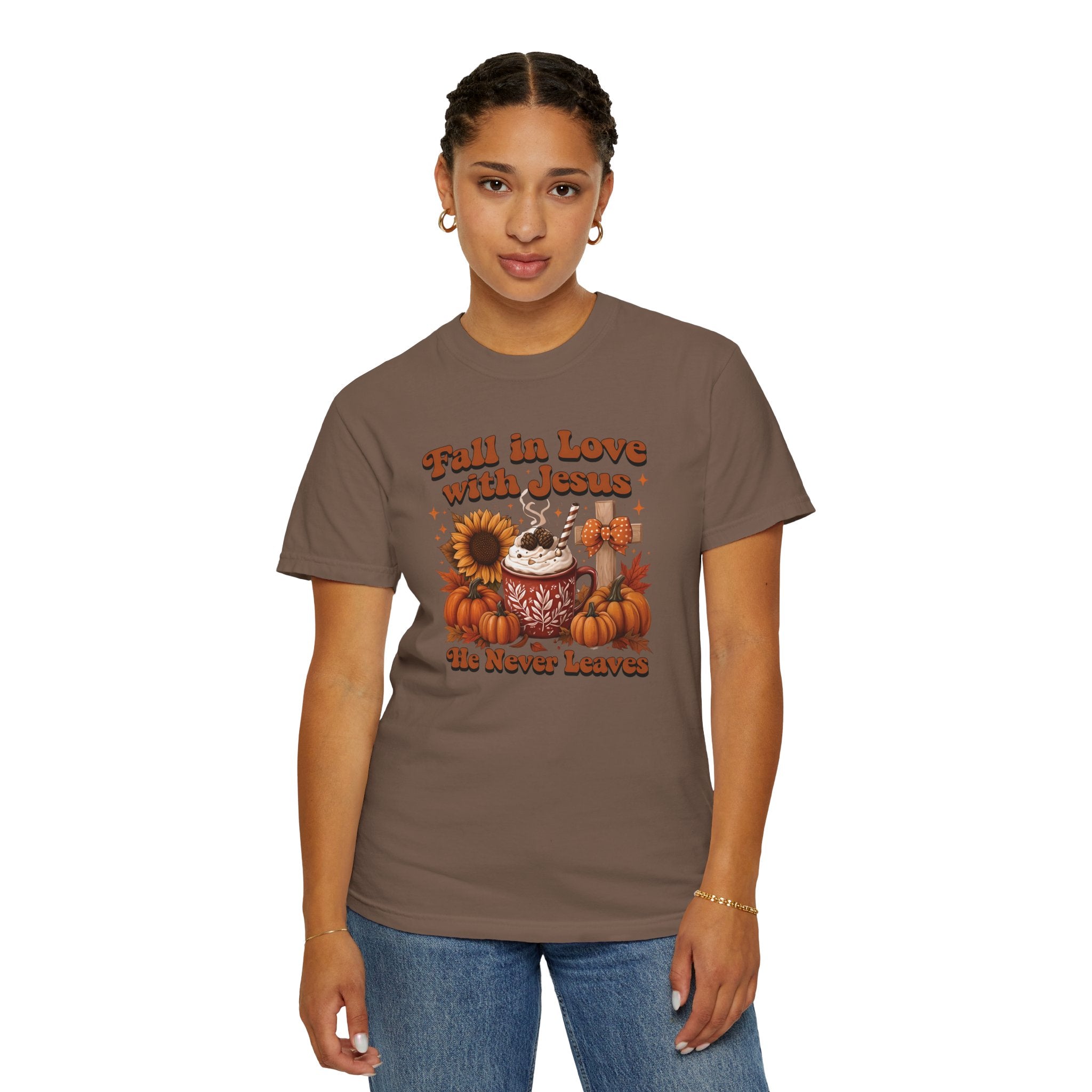 Fall in Love with Jesus Unisex Garment Dyed Comfort Colors T-Shirt | Christian Fall T-Shirt | Faith Based Thanksgiving Tee | Unisex Religious Cotton Top