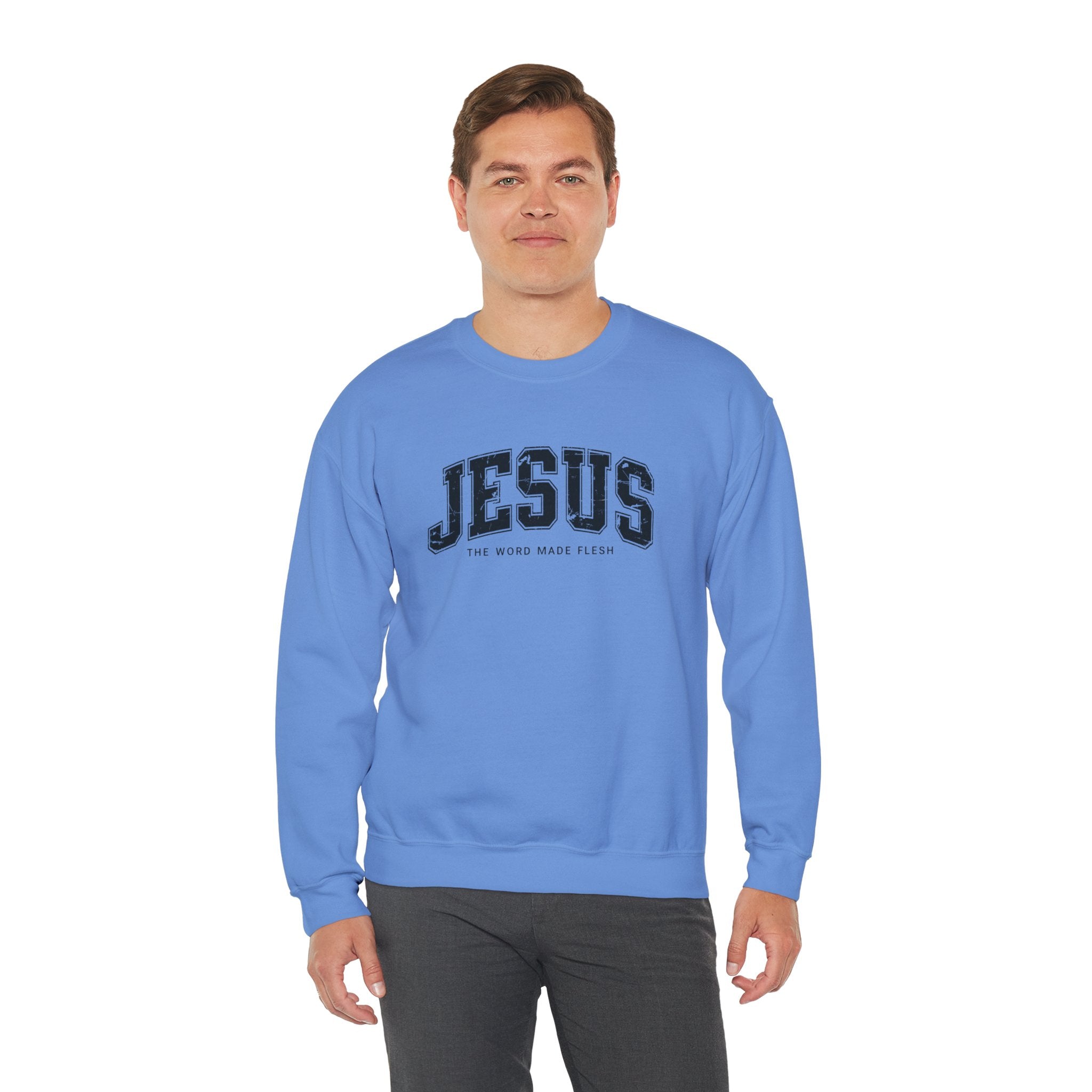 Jesus the Word Made Flesh Gildan Crewneck Sweatshirt | Christian Unisex Sweatshirt | Faith Apparel | Religious Gift