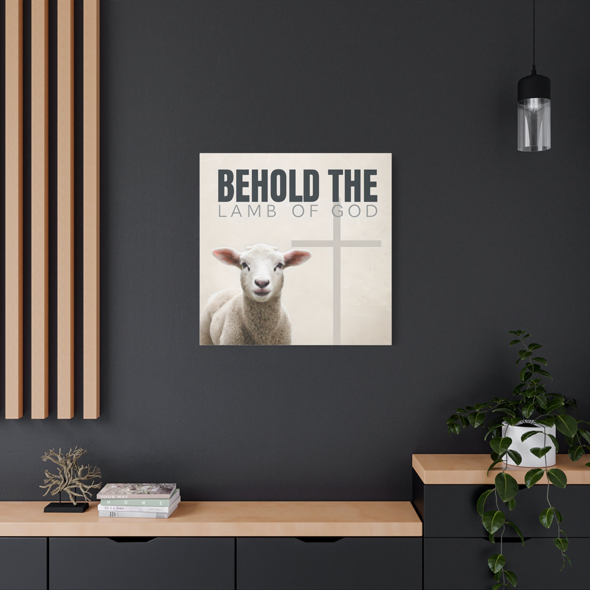Behold the Lamb of God Canvas – Christian Wall Art with Lamb & Cross Design (Multiple Sizes)