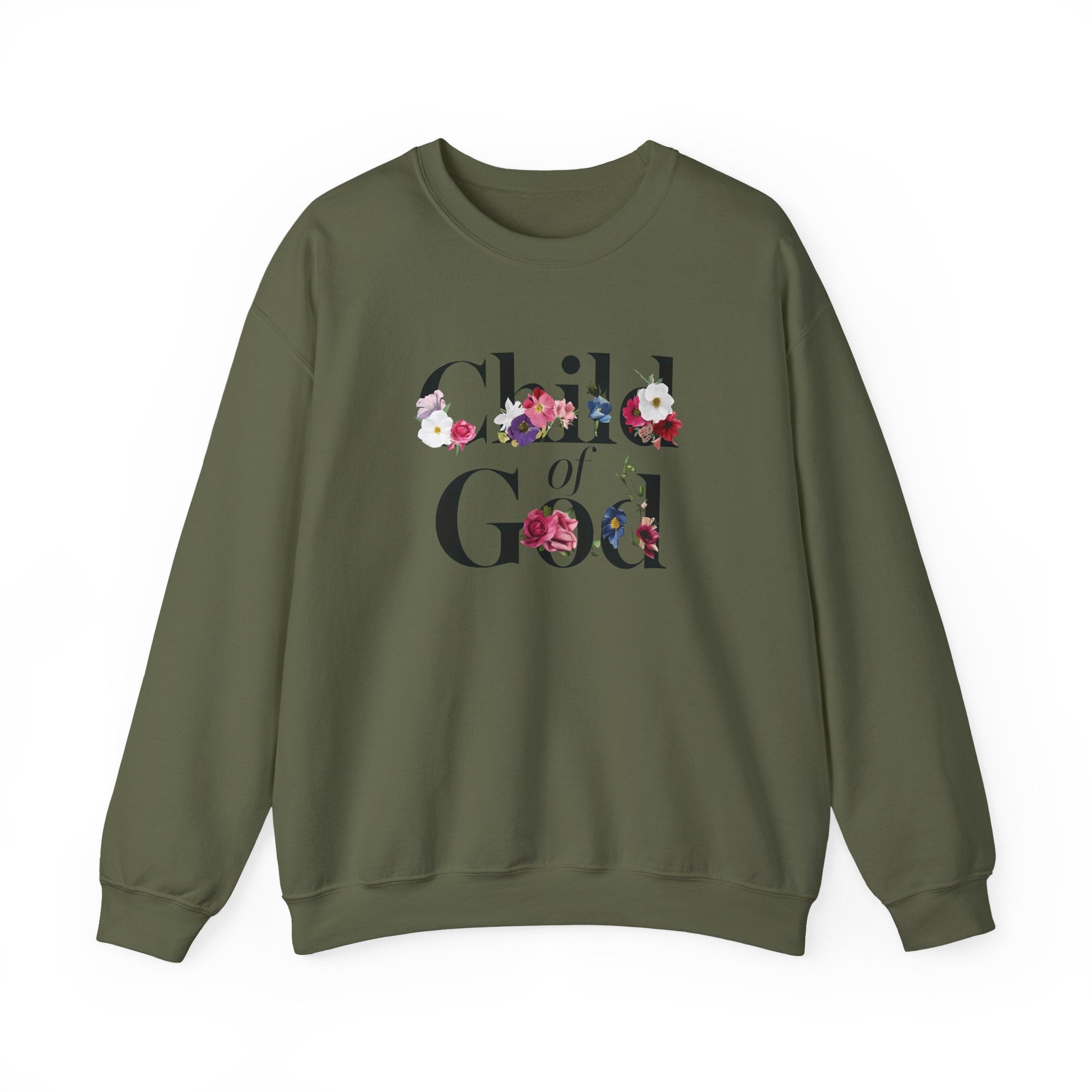 Child of God Floral Christian Gildan Crewneck Sweatshirt | Faith Inspirational Gift