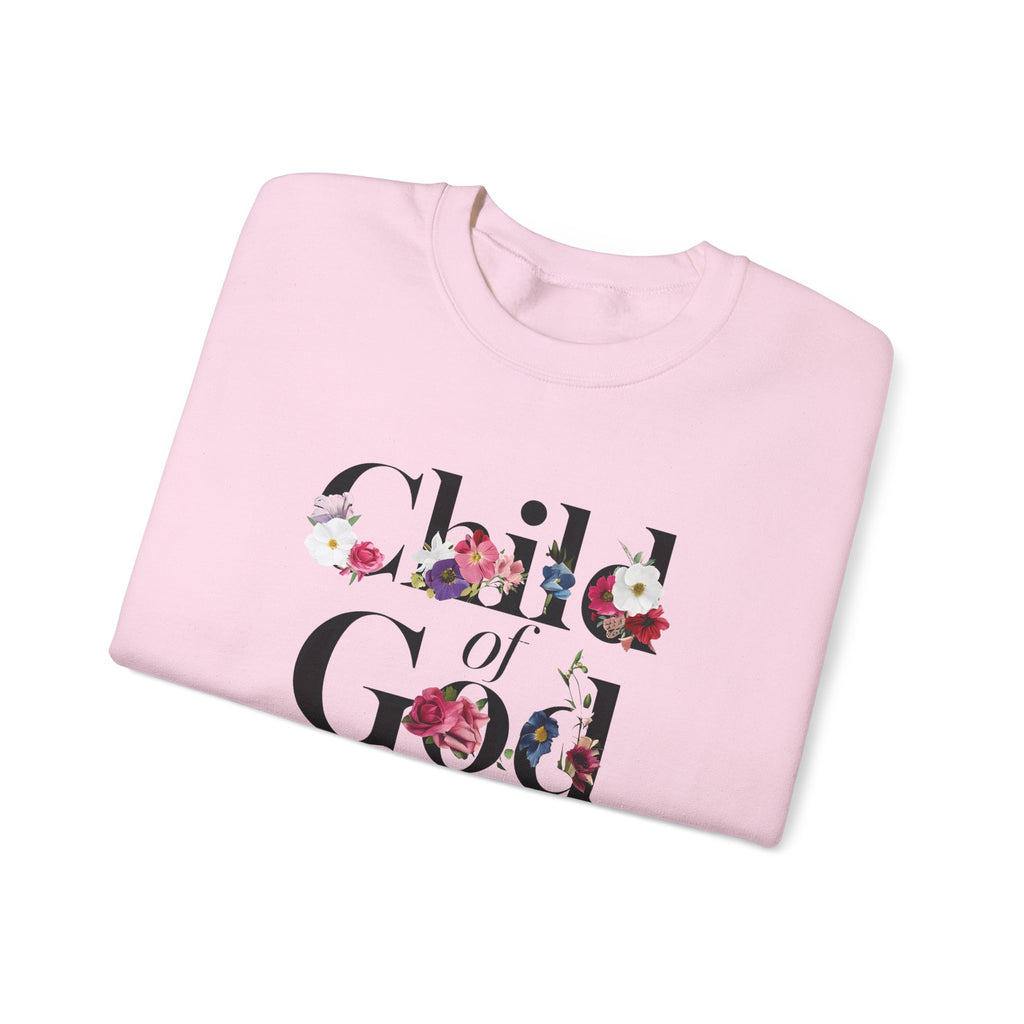 Child of God Floral Christian Gildan Crewneck Sweatshirt | Faith Inspirational Gift