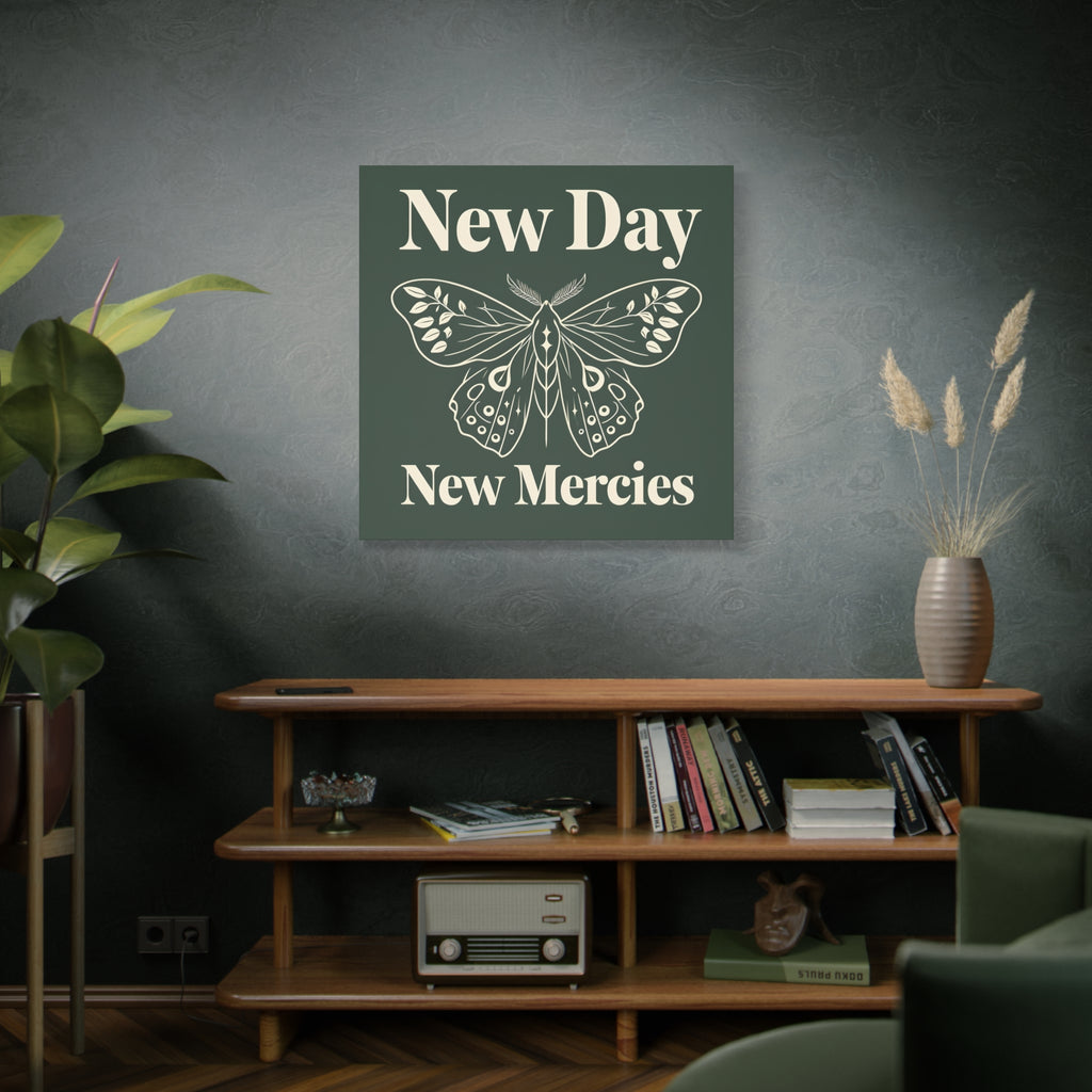 New Day New Mercies Christian Matte Canvas Wall Art | Faith Home Decor | Christian Housewarming Gift