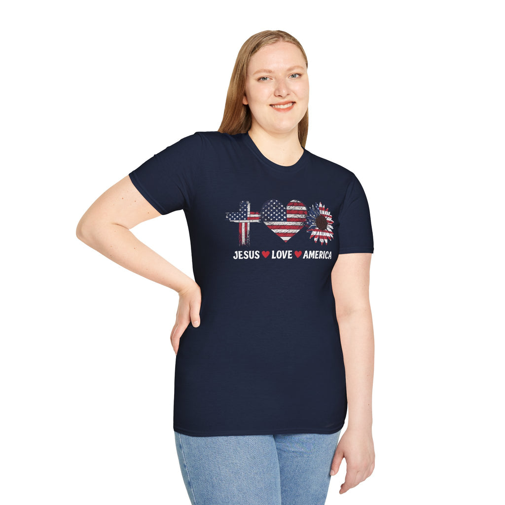 Jesus Love America Shirt | Patriotic Christian T-Shirt | Faith Based 4th of July Outfit