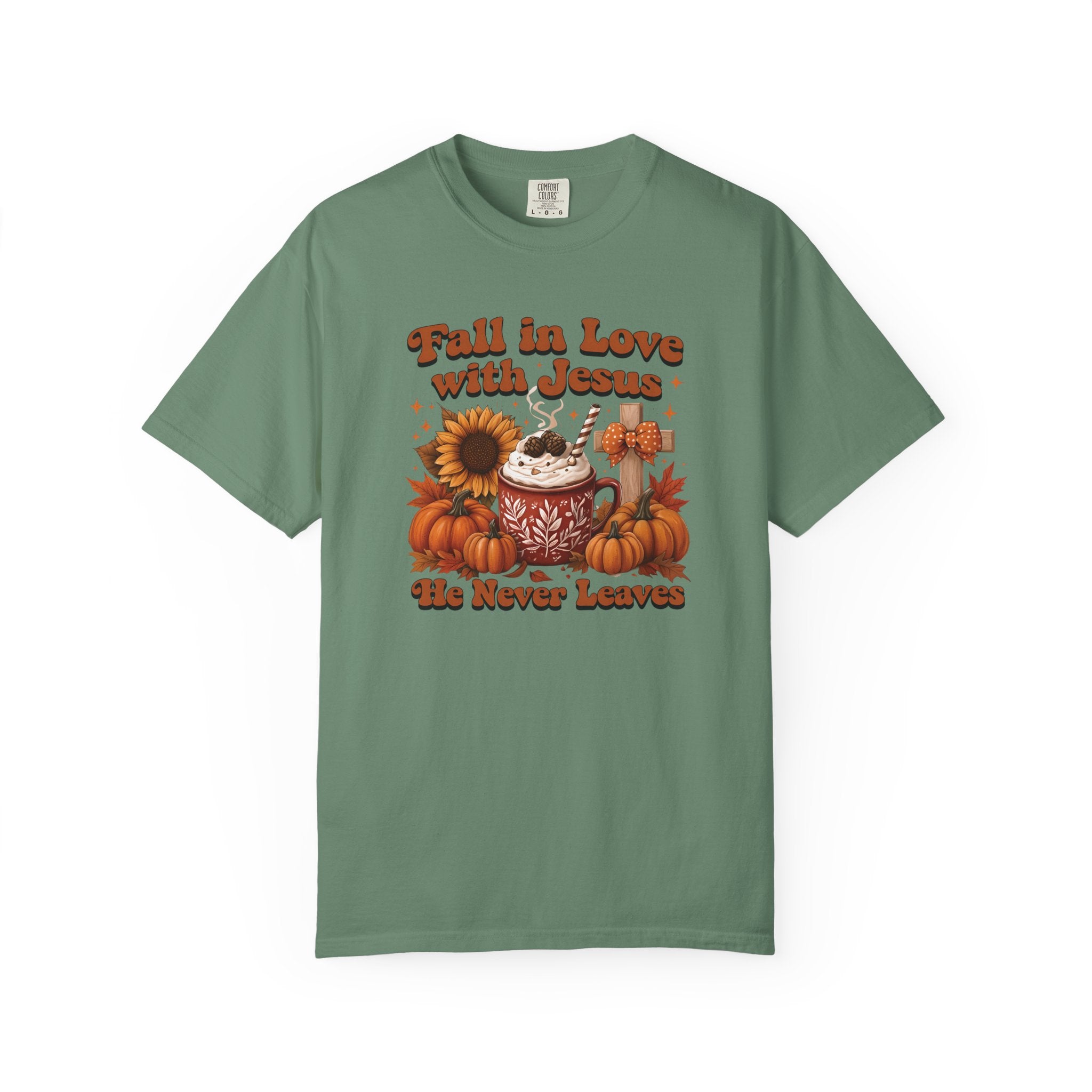 Fall in Love with Jesus Unisex Garment Dyed Comfort Colors T-Shirt | Christian Fall T-Shirt | Faith Based Thanksgiving Tee | Unisex Religious Cotton Top