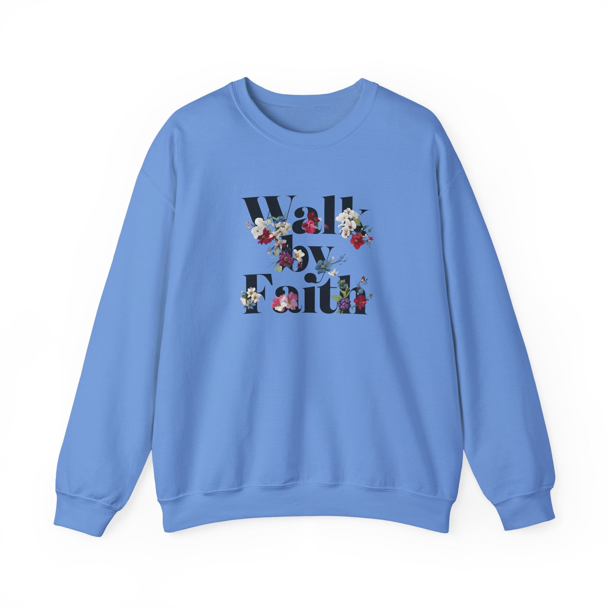 Walk By Faith Floral Gildan Crewneck Unisex Christian Sweatshirt