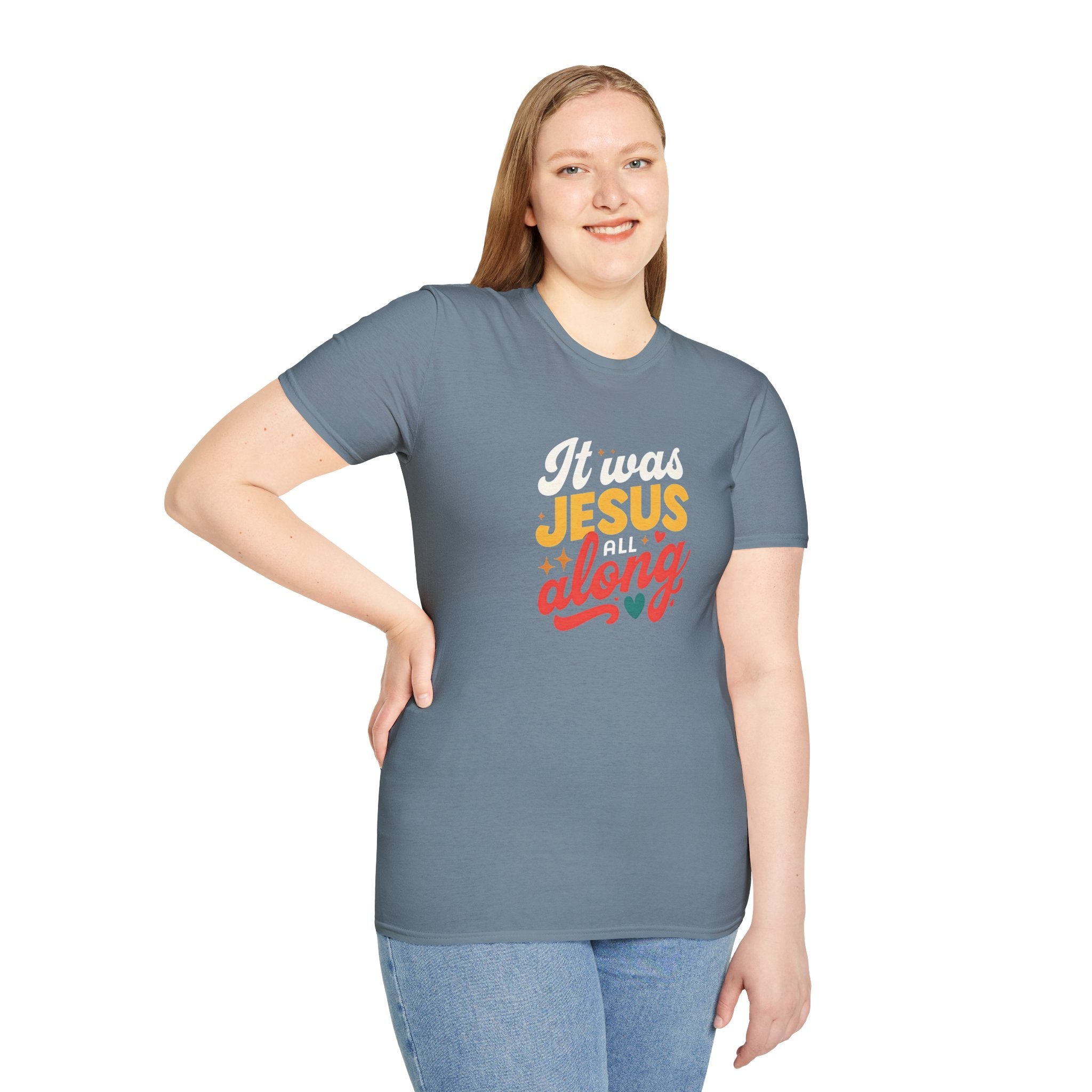 It Was Jesus All Along Gildan T-Shirt – Christian Faith Graphic Tee – Unisex Religious Shirt – Inspirational Jesus Quote – Gift for Believers
