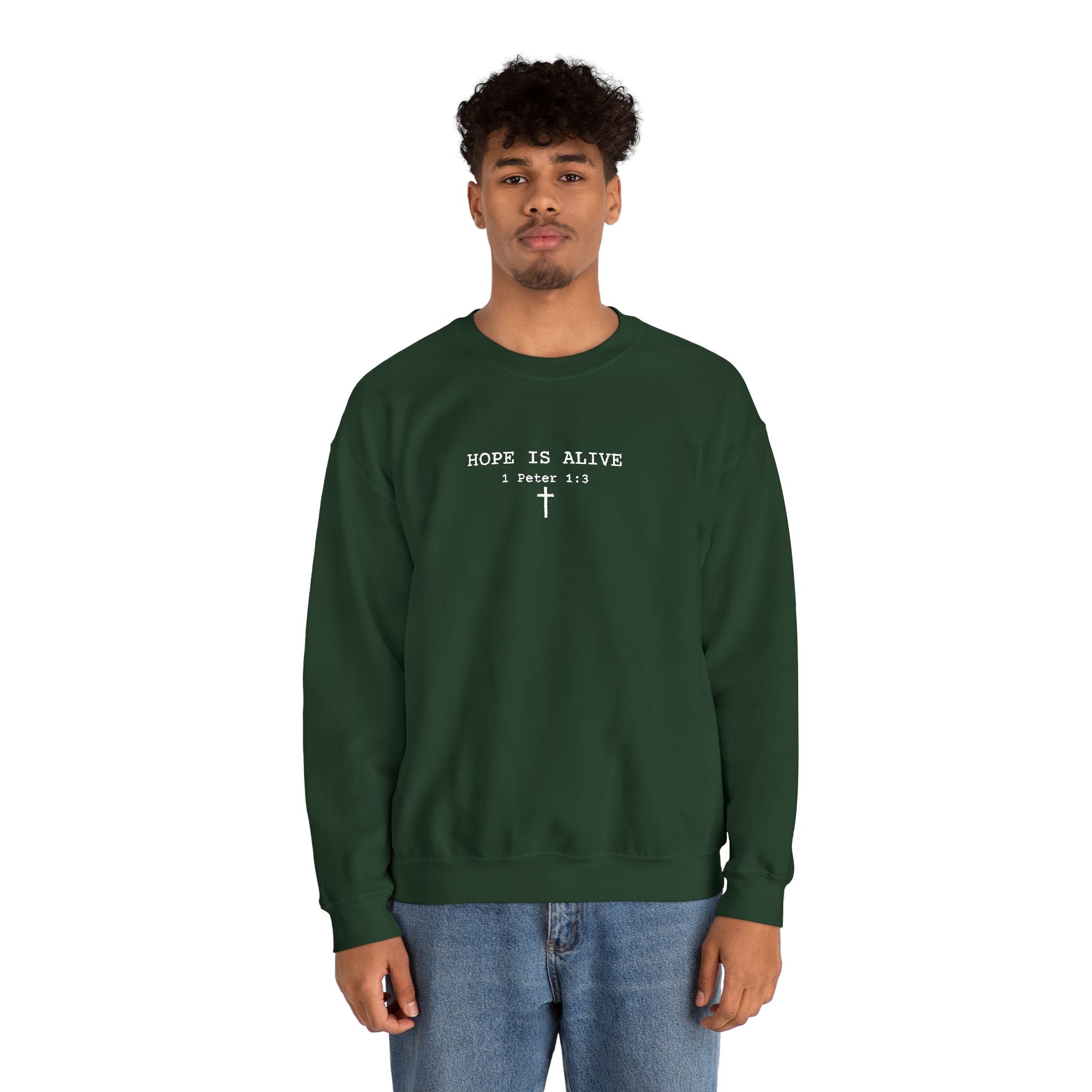 Hope is Alive Embroidered Gildan Unisex Crewneck Sweatshirt | Christian Gift |