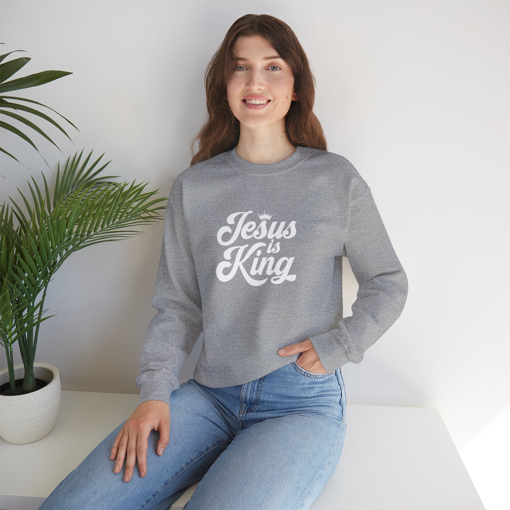 Jesus Is King Christian Gildan Unisex Crewneck Sweatshirt | Faith Apparel |  Religious Gift