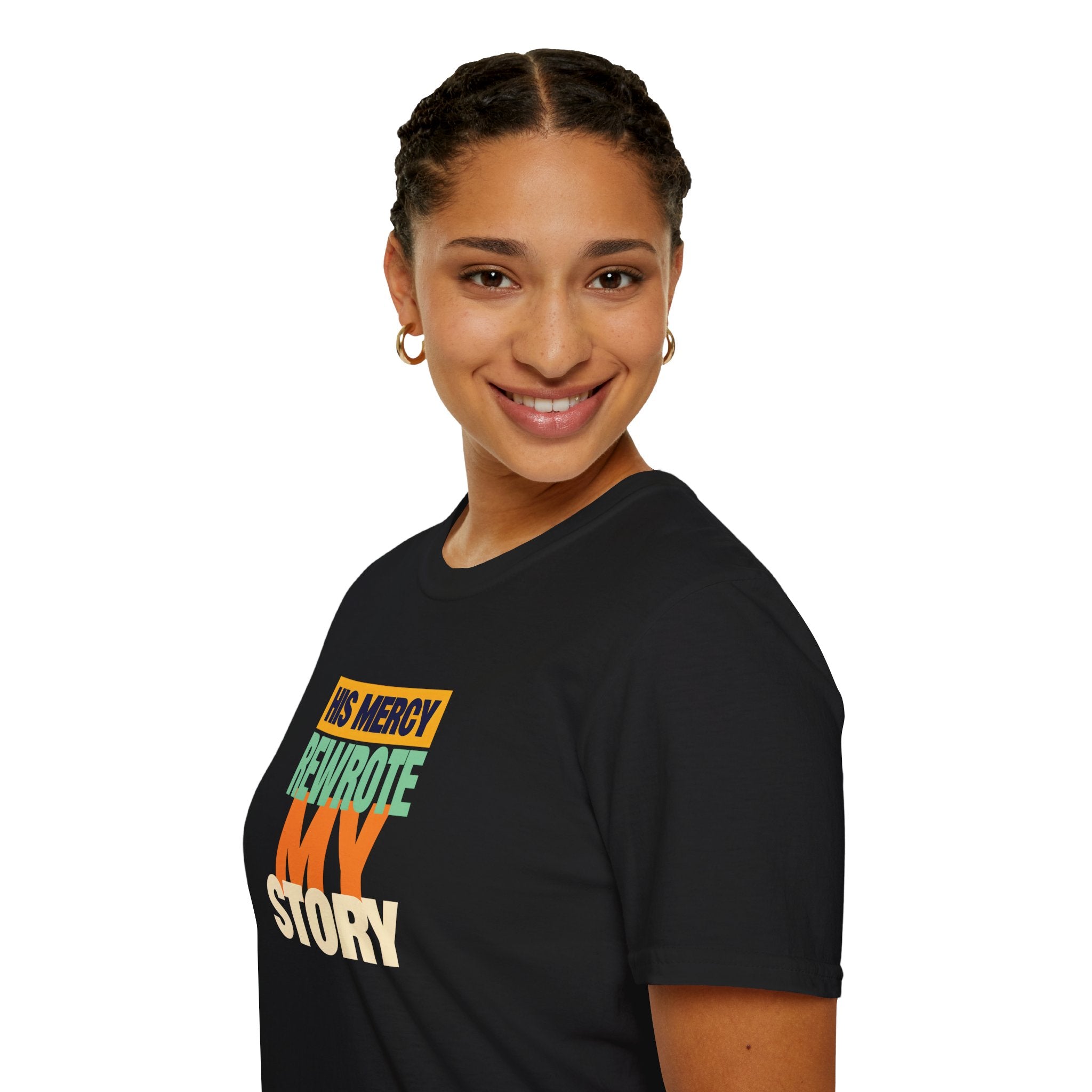 His Mercy Rewrote My Story Christian Gildan T-Shirt Unisex Softstyle Religious Tee Gift