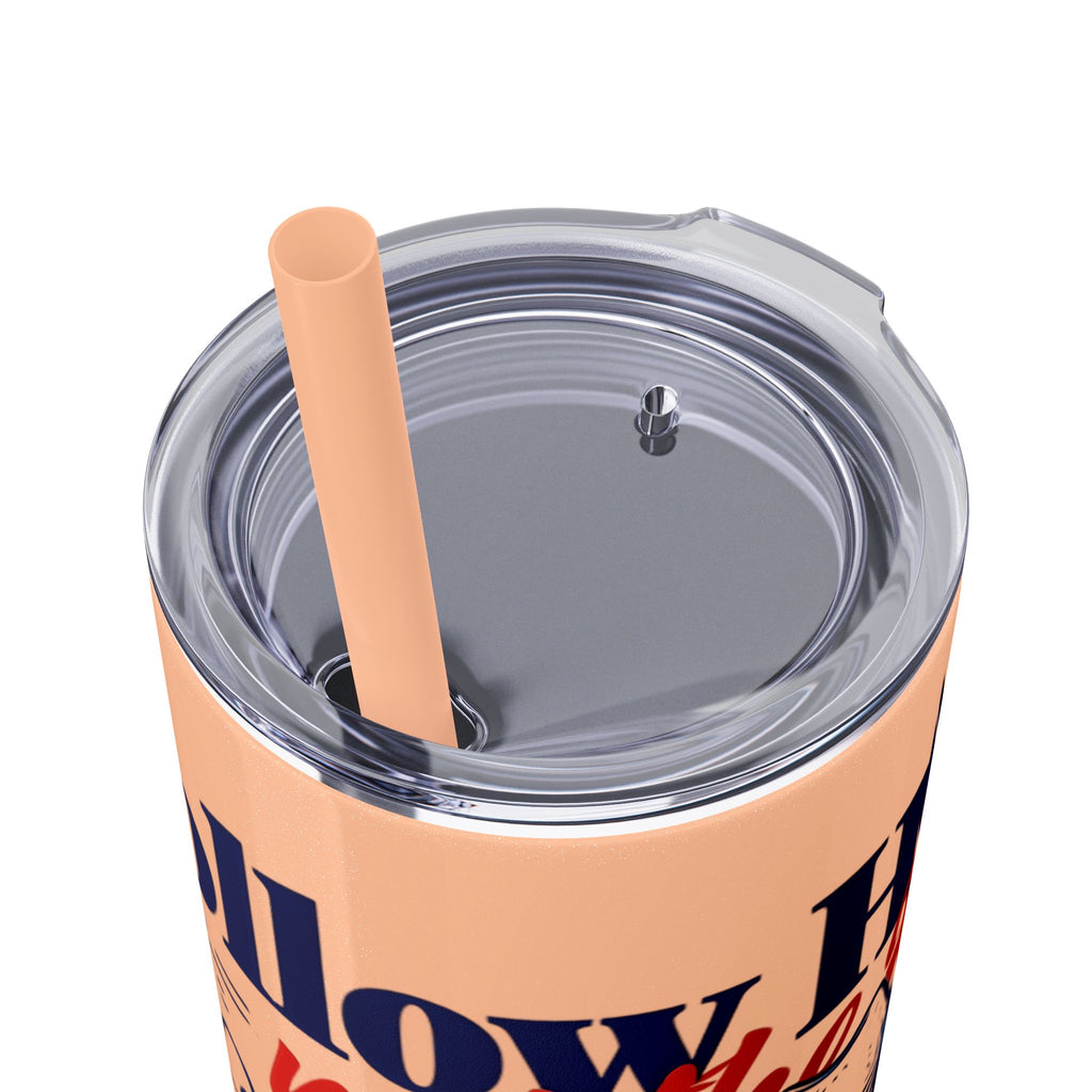 Follow His Lead, Not the Herd, 20 oz Insulated Skinny Tumbler | Stainless Steel Travel Cup | Christian Drinkware | Highland Cow