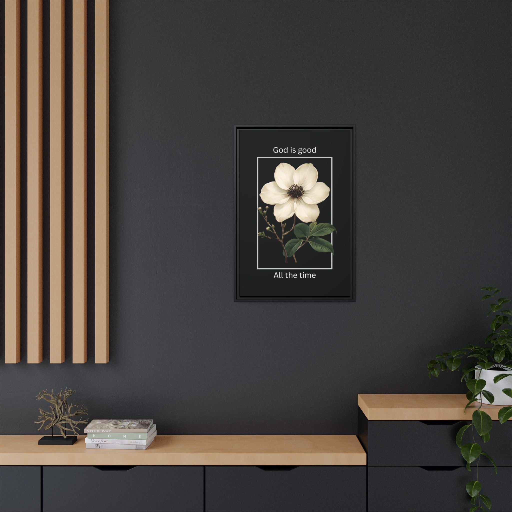 God is Good All The Time Christian Framed Matte Canvas Wall Art | Faith Inspirational Home Decor
