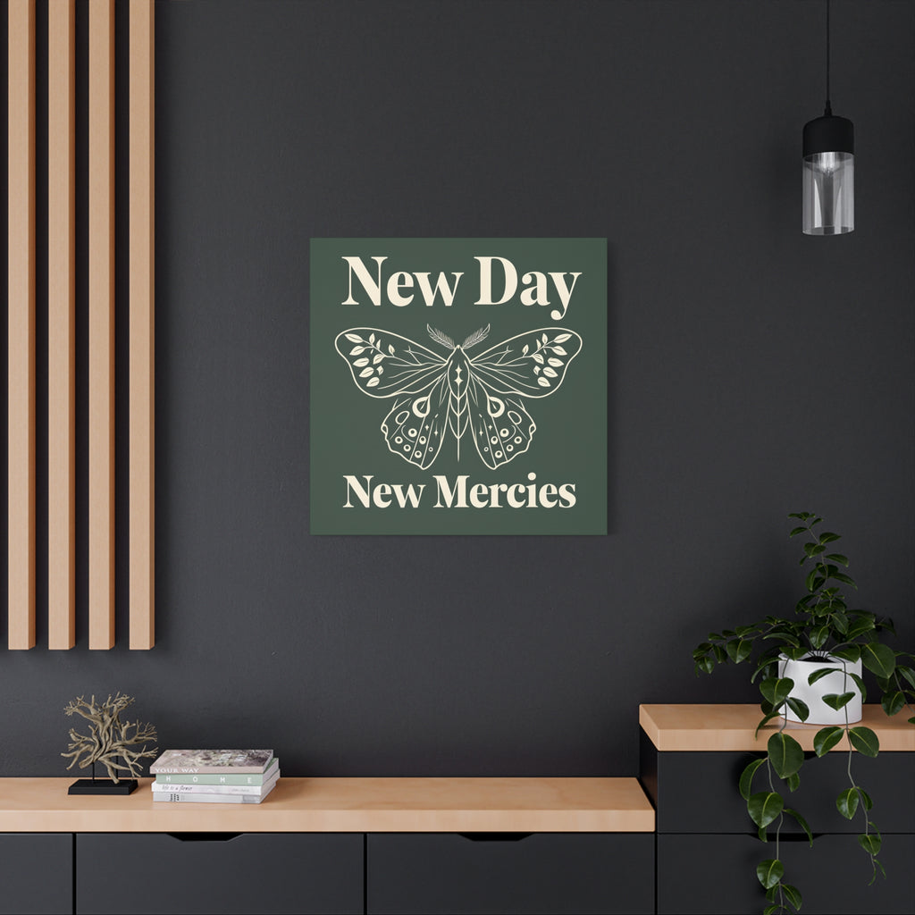 New Day New Mercies Christian Matte Canvas Wall Art | Faith Home Decor | Christian Housewarming Gift