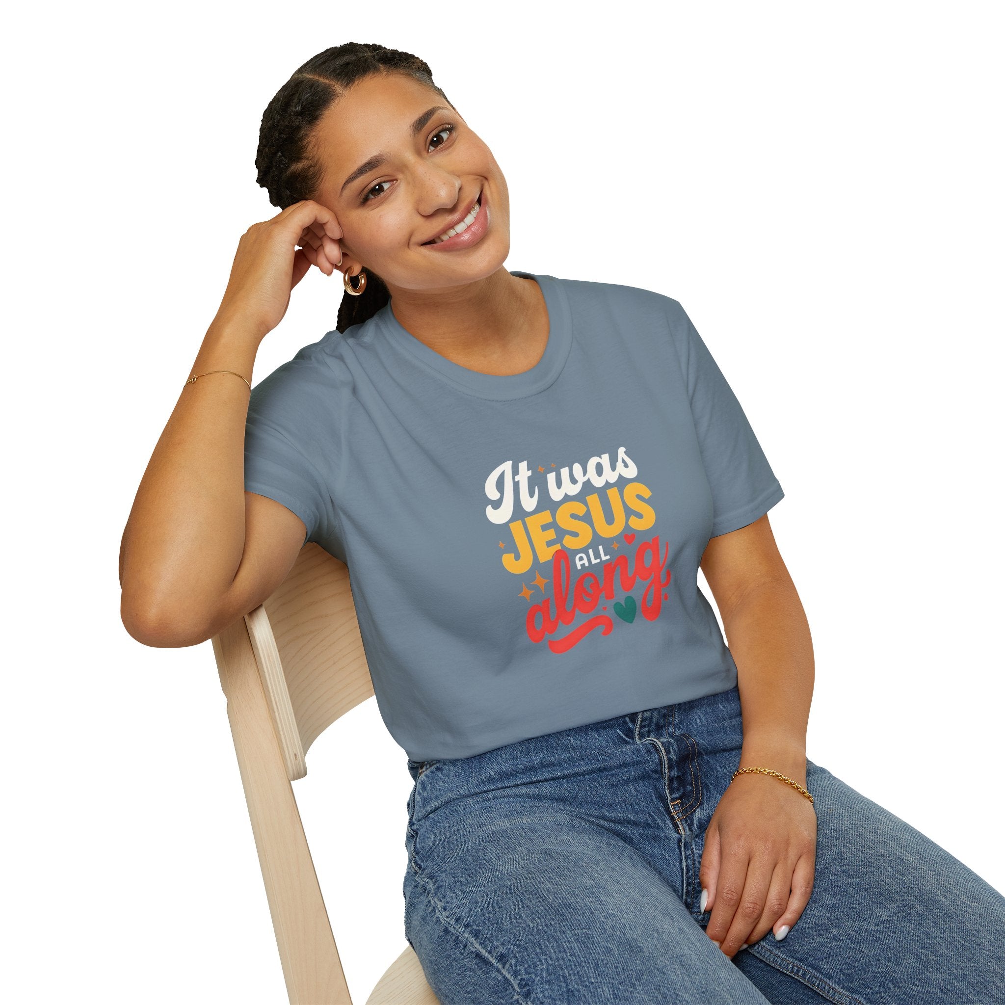 It Was Jesus All Along Gildan T-Shirt – Christian Faith Graphic Tee – Unisex Religious Shirt – Inspirational Jesus Quote – Gift for Believers