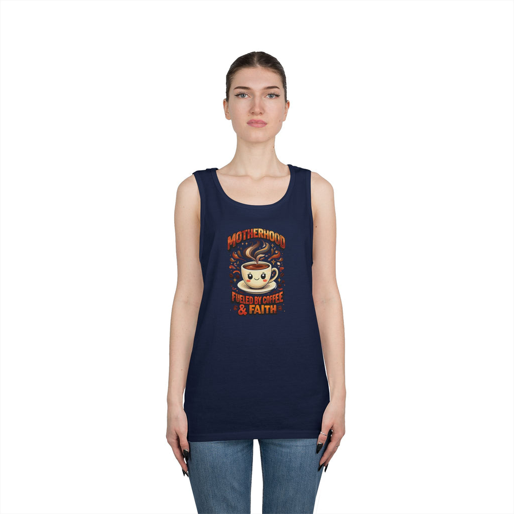 Motherhood Fueled by Coffee & Faith Gildan Tank Top | Christian Mom Shirt | Coffee Lover Mother’s Day Gift
