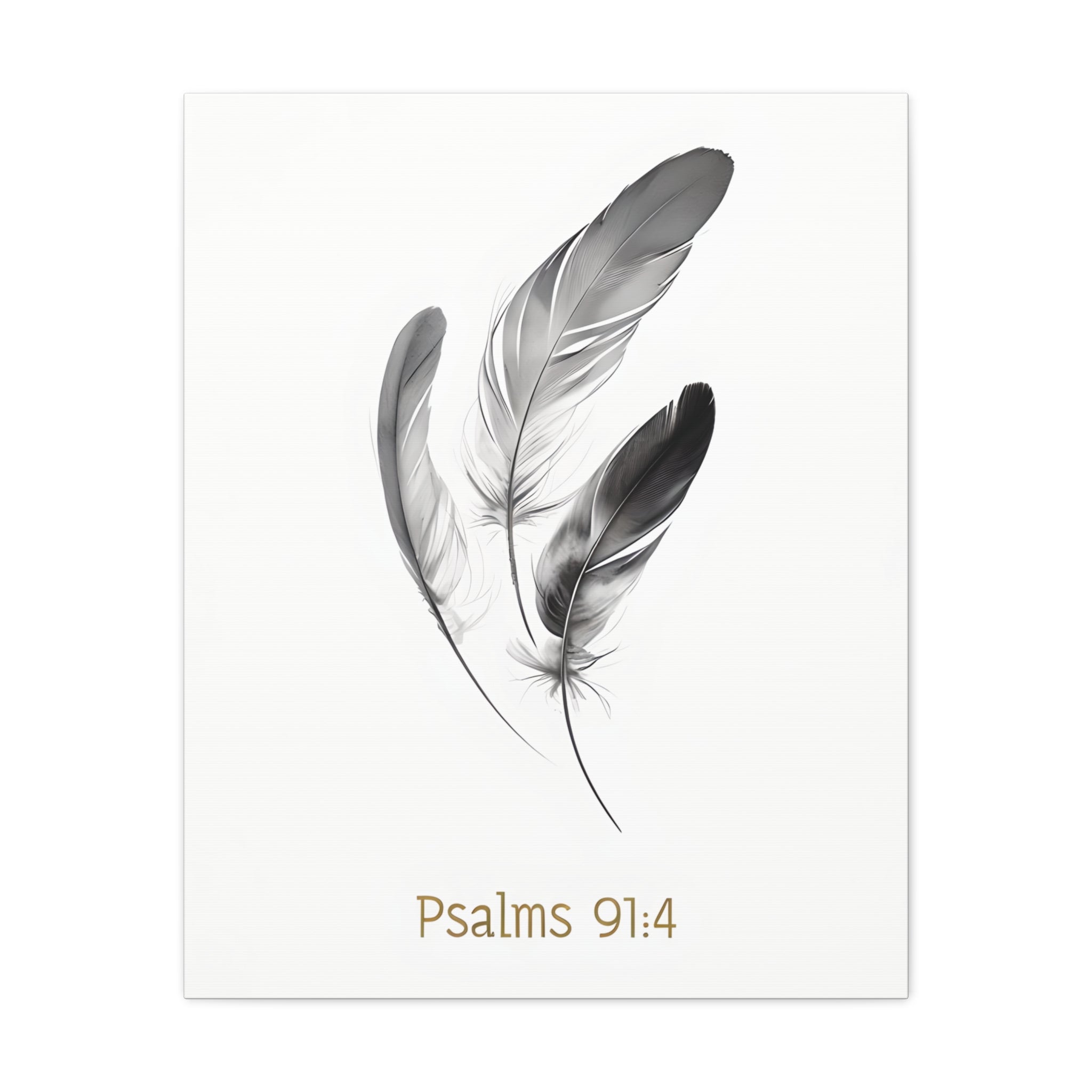 Psalm 91:4 Feather Canvas Wall Art – Christian Scripture Home Decor – Bible Verse Matte Canvas Print