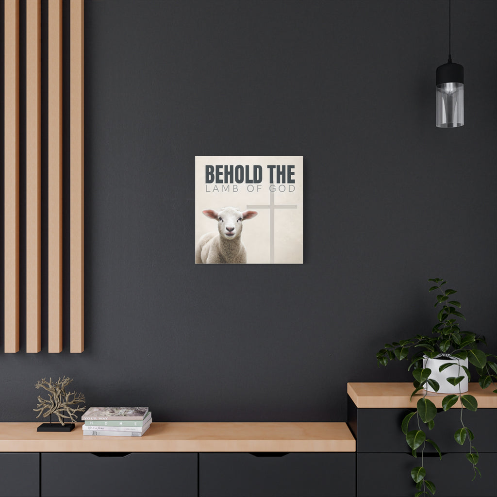 Behold the Lamb of God Canvas – Christian Wall Art with Lamb & Cross Design (Multiple Sizes)