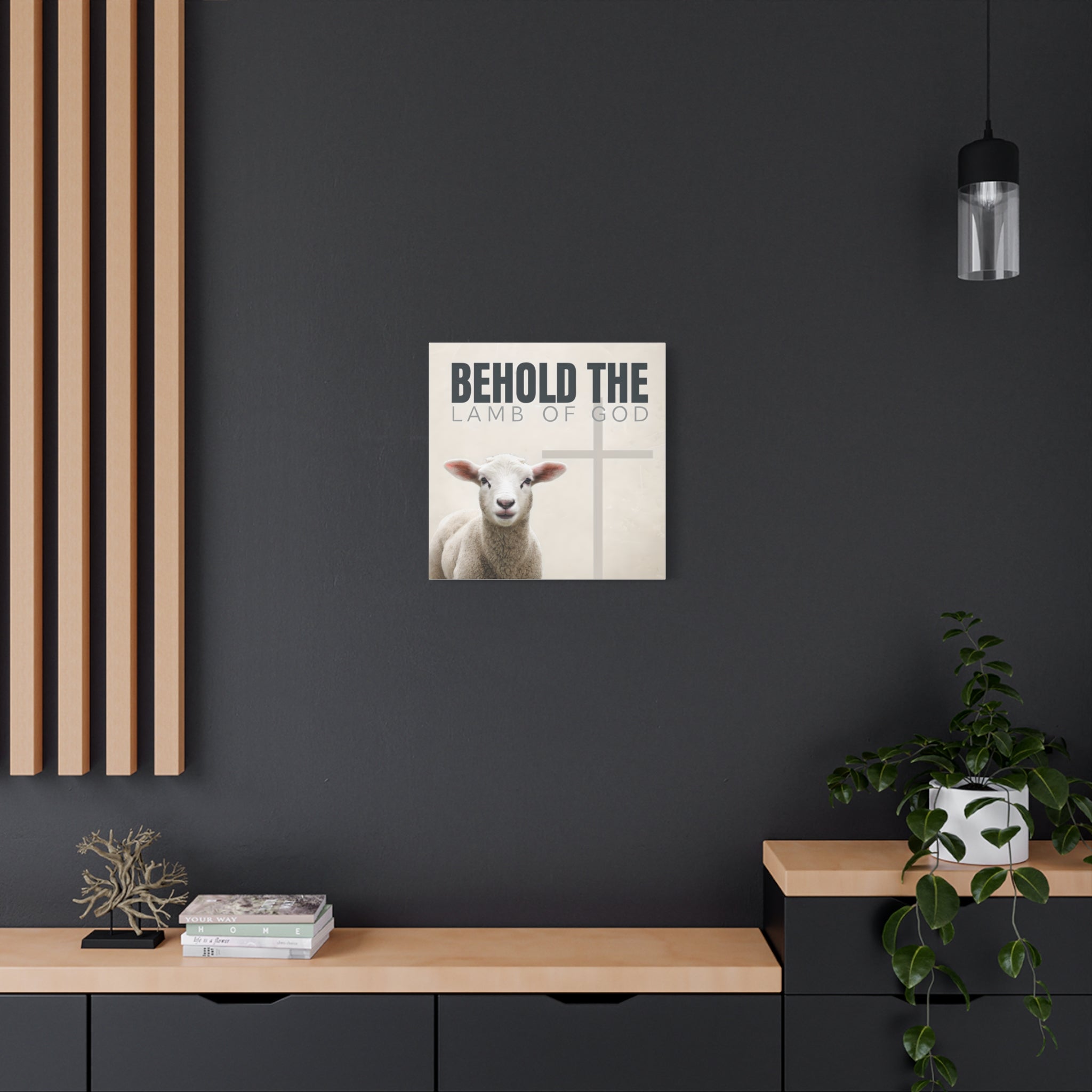 Behold the Lamb of God Canvas – Christian Wall Art with Lamb & Cross Design (Multiple Sizes)