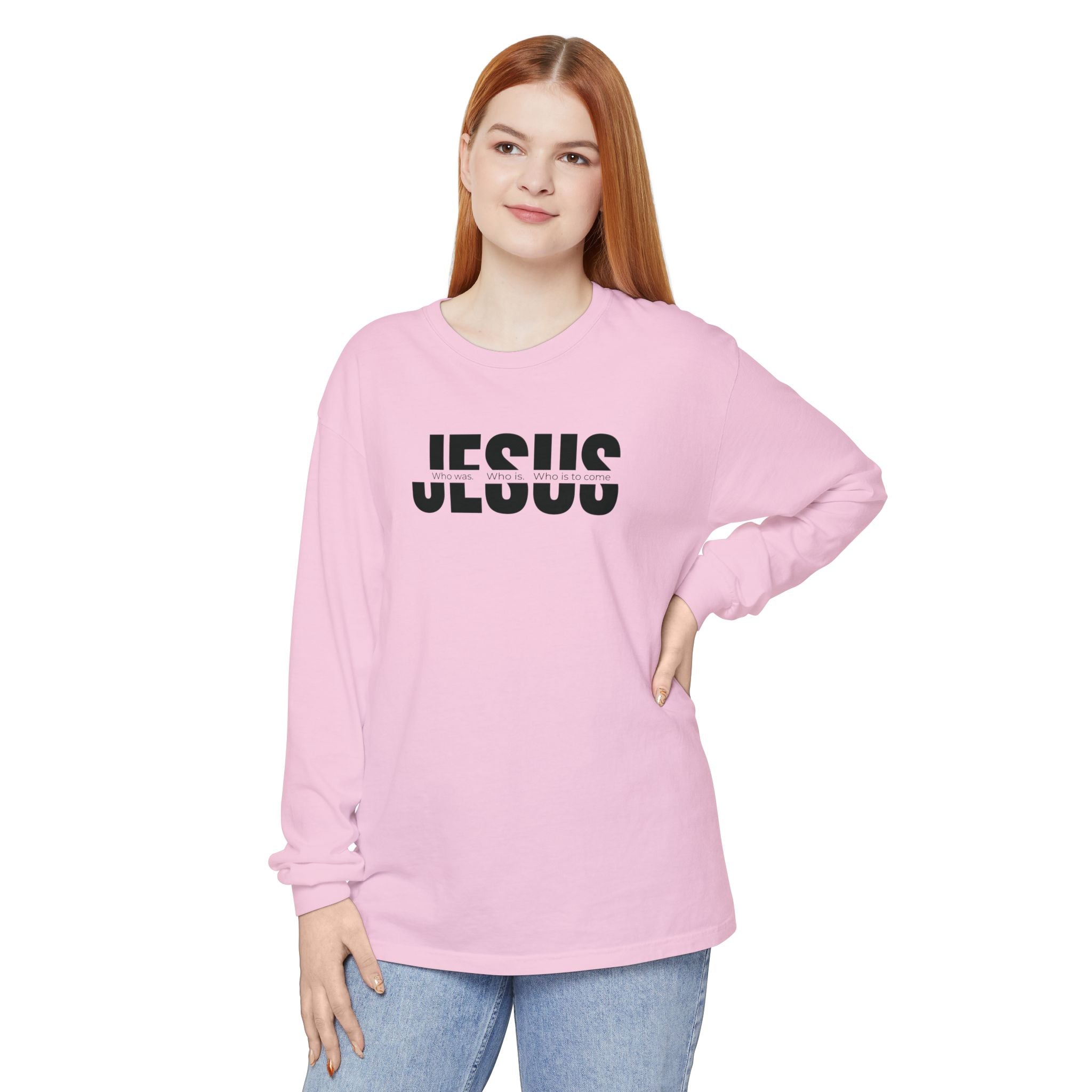 Jesus Comfort Colors Christian Long Sleeve Shirt | Faith Graphic Tee | Garment Dyed Cotton