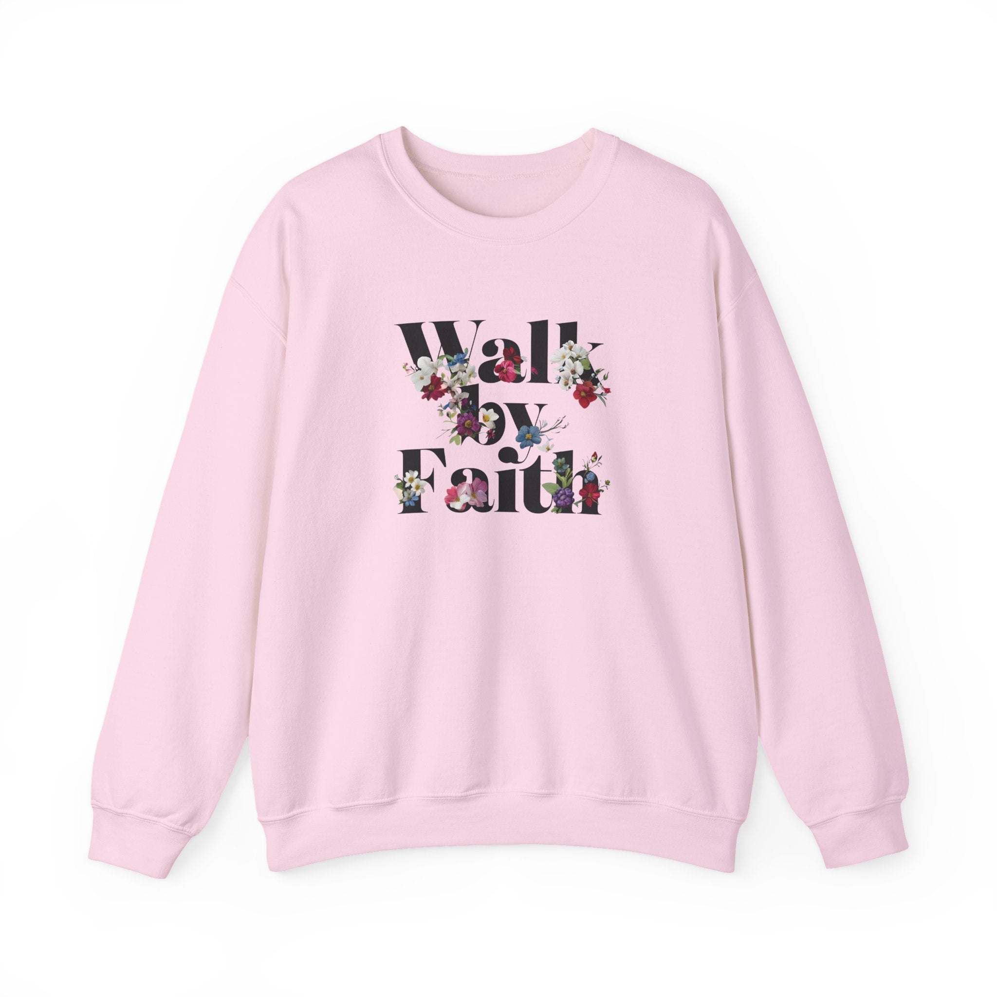 Walk By Faith Floral Gildan Crewneck Unisex Christian Sweatshirt