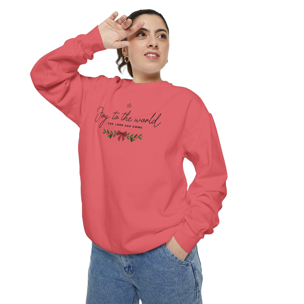 Joy to the World Comfort Colors Unisex Sweatshirt | Cozy Holiday Gift, Casual Fashion, Christmas Apparel, Festive Sweater, Unisex Holiday Wear