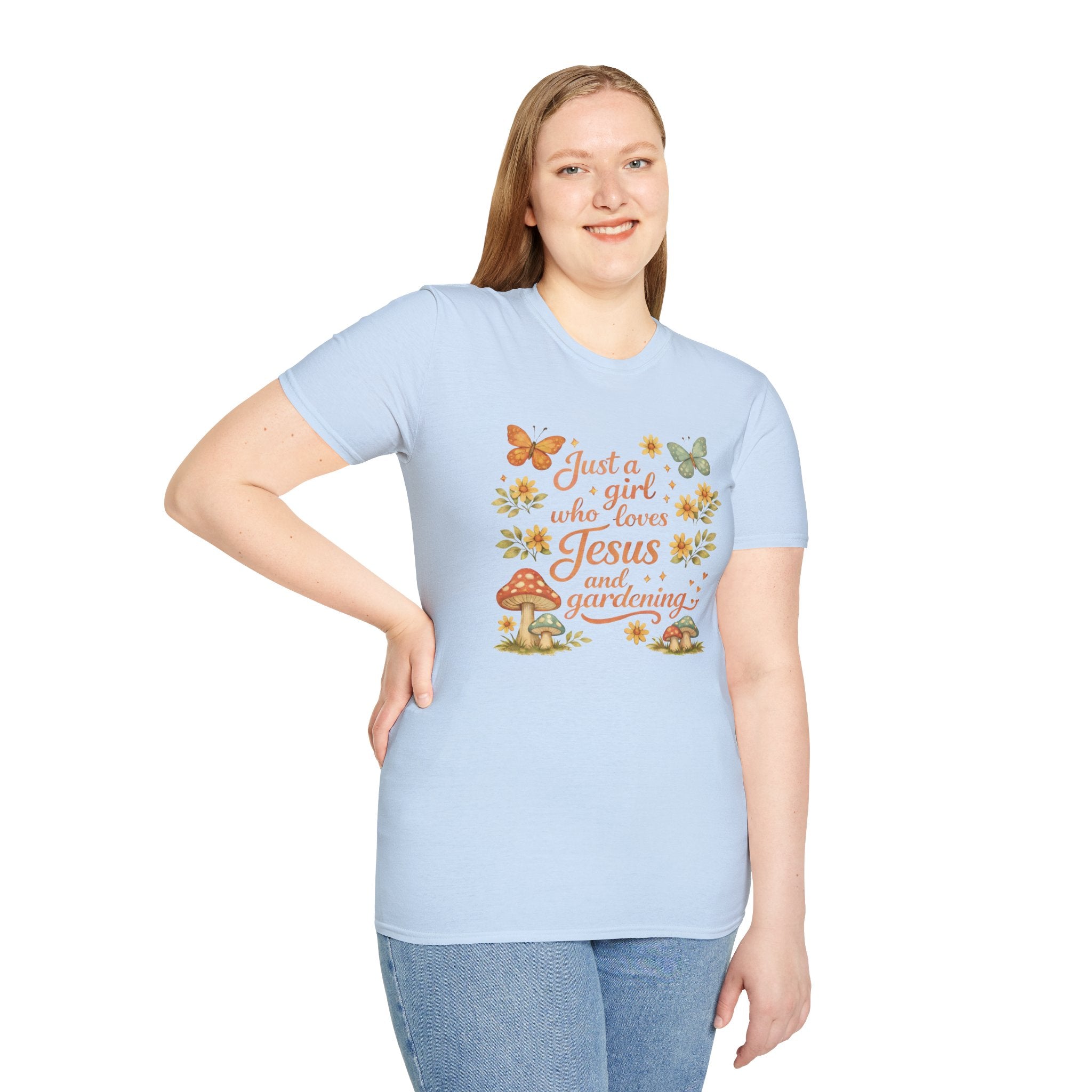 Just A Girl Who Loves Jesus and Gardening Gildan Unisex Tshirt | Christian Gardening T-Shirt | Faith Shirt | Cotton Tee