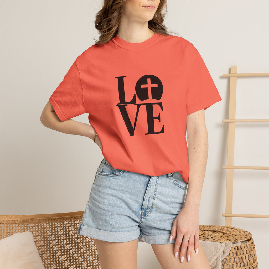 LOVE Cross Christian T-Shirt | Comfort Colors Faith-Based Unisex Tee (S–4XL) | Jesus is Love Shirt