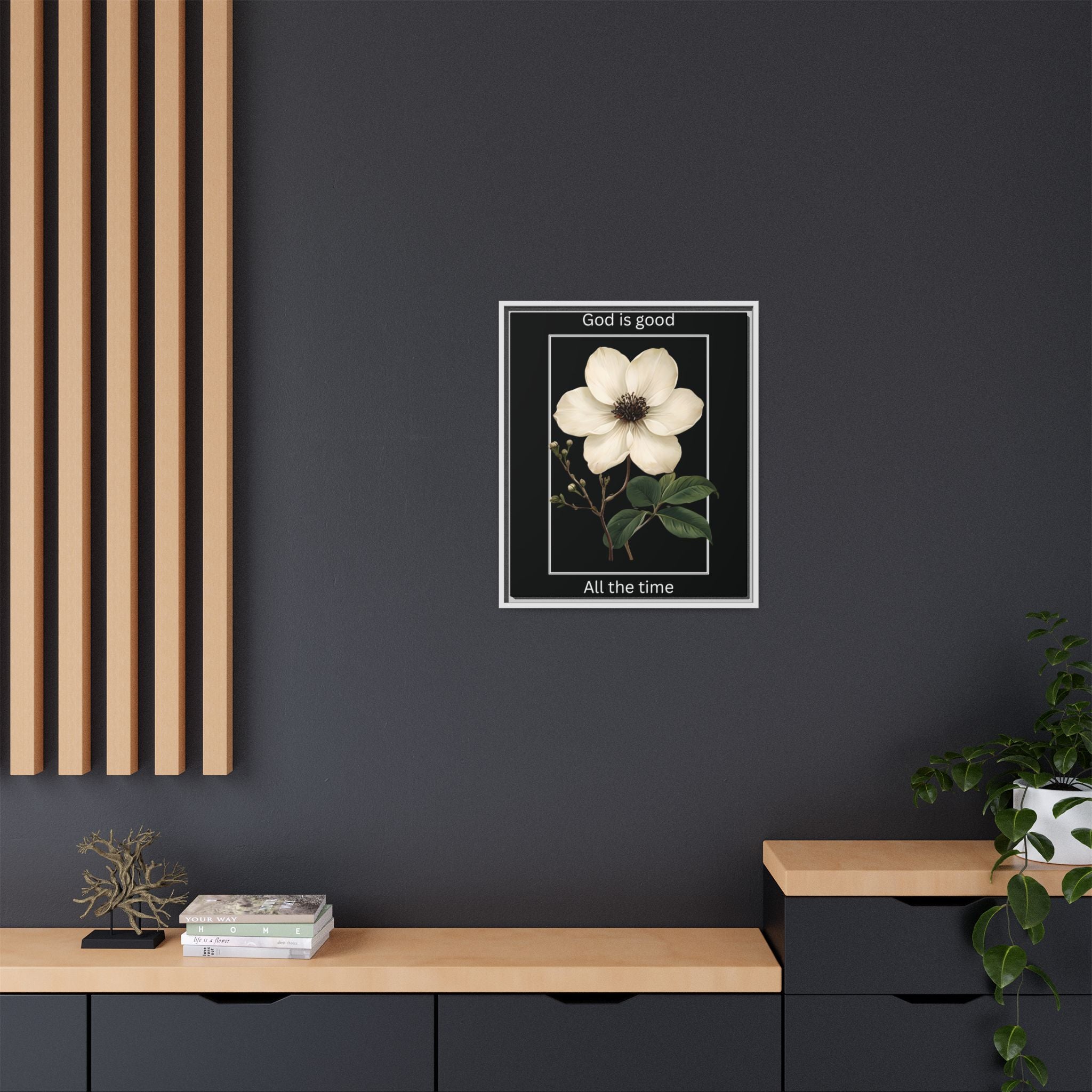 God is Good All The Time Christian Framed Matte Canvas Wall Art | Faith Inspirational Home Decor
