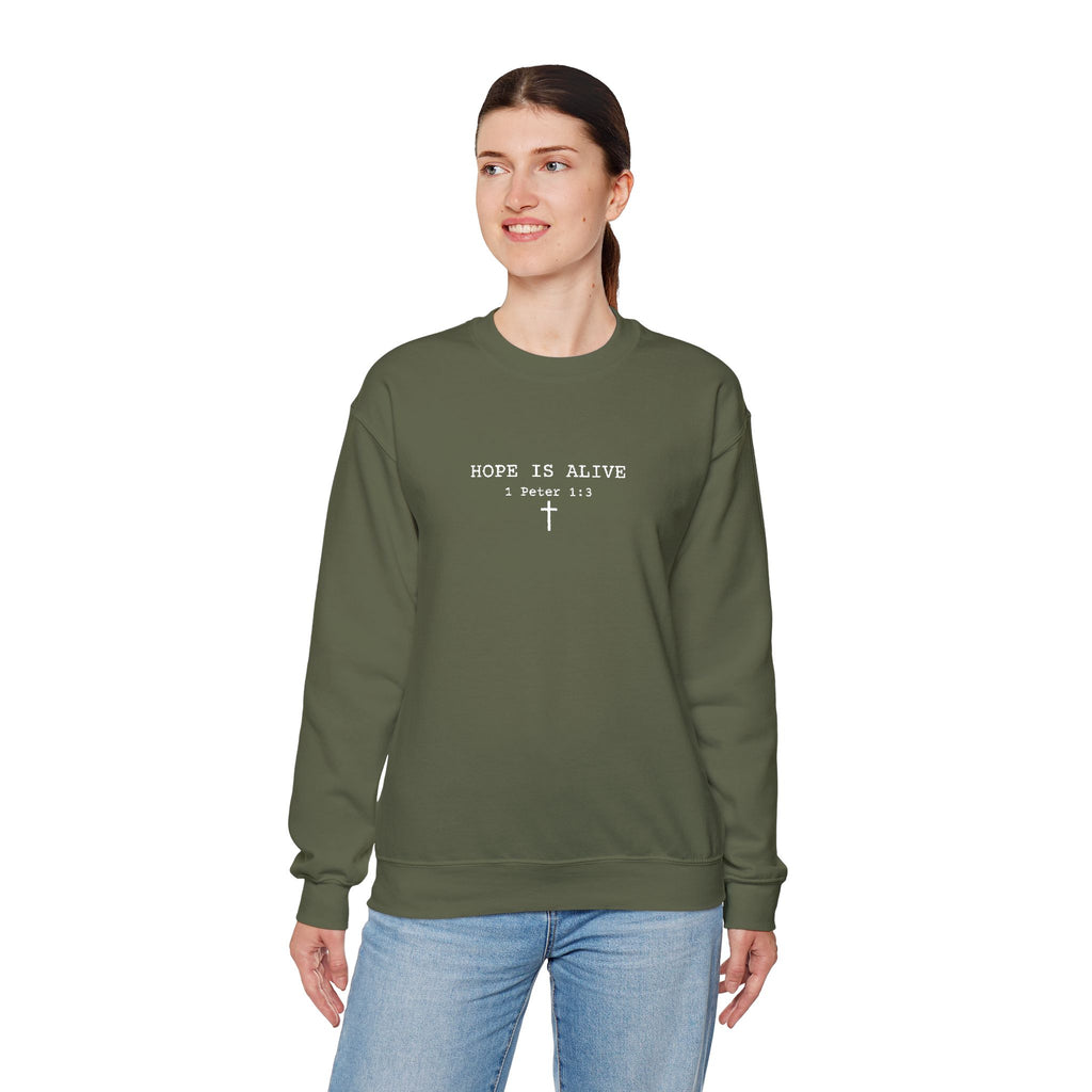 Hope is Alive Embroidered Gildan Unisex Crewneck Sweatshirt | Christian Gift |