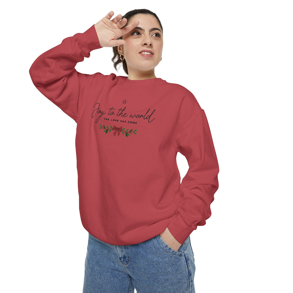 Joy to the World Comfort Colors Unisex Sweatshirt | Cozy Holiday Gift, Casual Fashion, Christmas Apparel, Festive Sweater, Unisex Holiday Wear