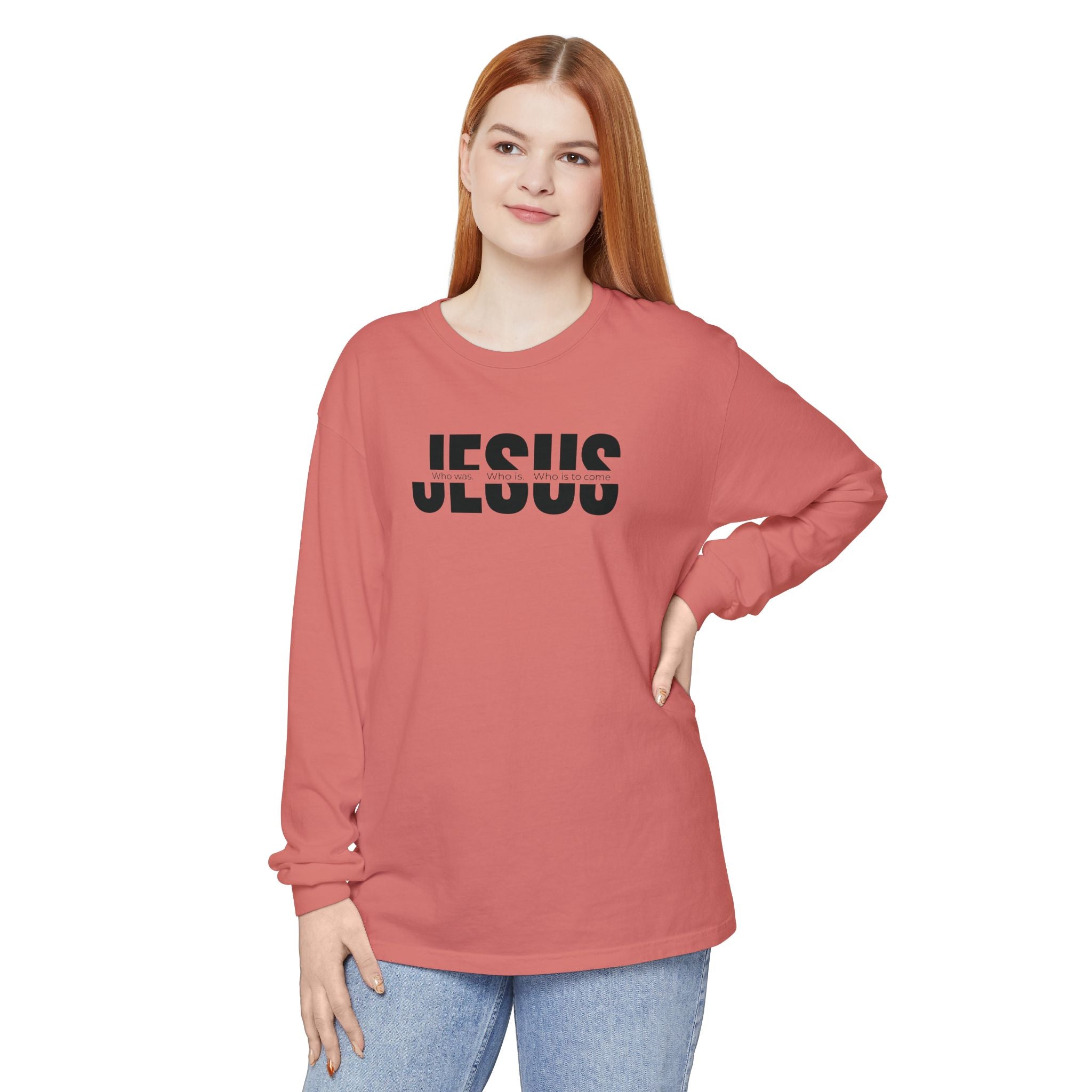 Jesus Comfort Colors Christian Long Sleeve Shirt | Faith Graphic Tee | Garment Dyed Cotton