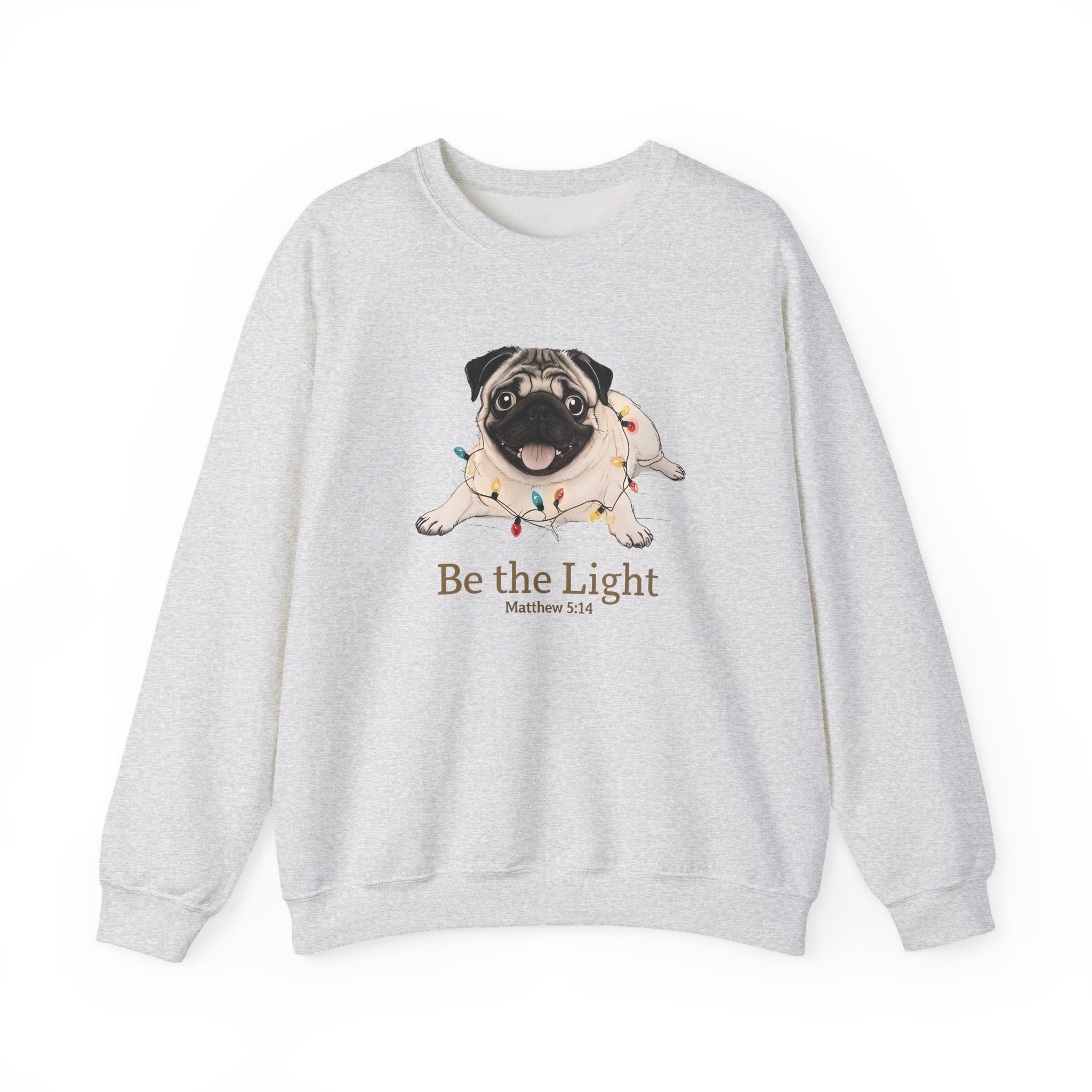 Be the Light Christmas Pug Unisex Gildan Sweatshirt | Christian Crewneck Holiday Gift